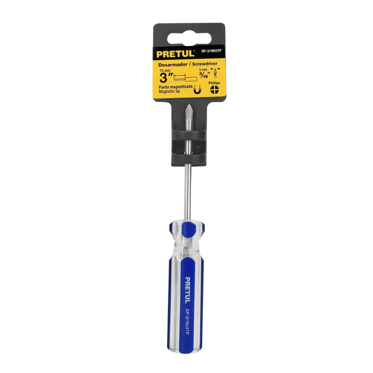 Desarmador de cruz 3/16 x 3´´ mango de PVC, Pretul4