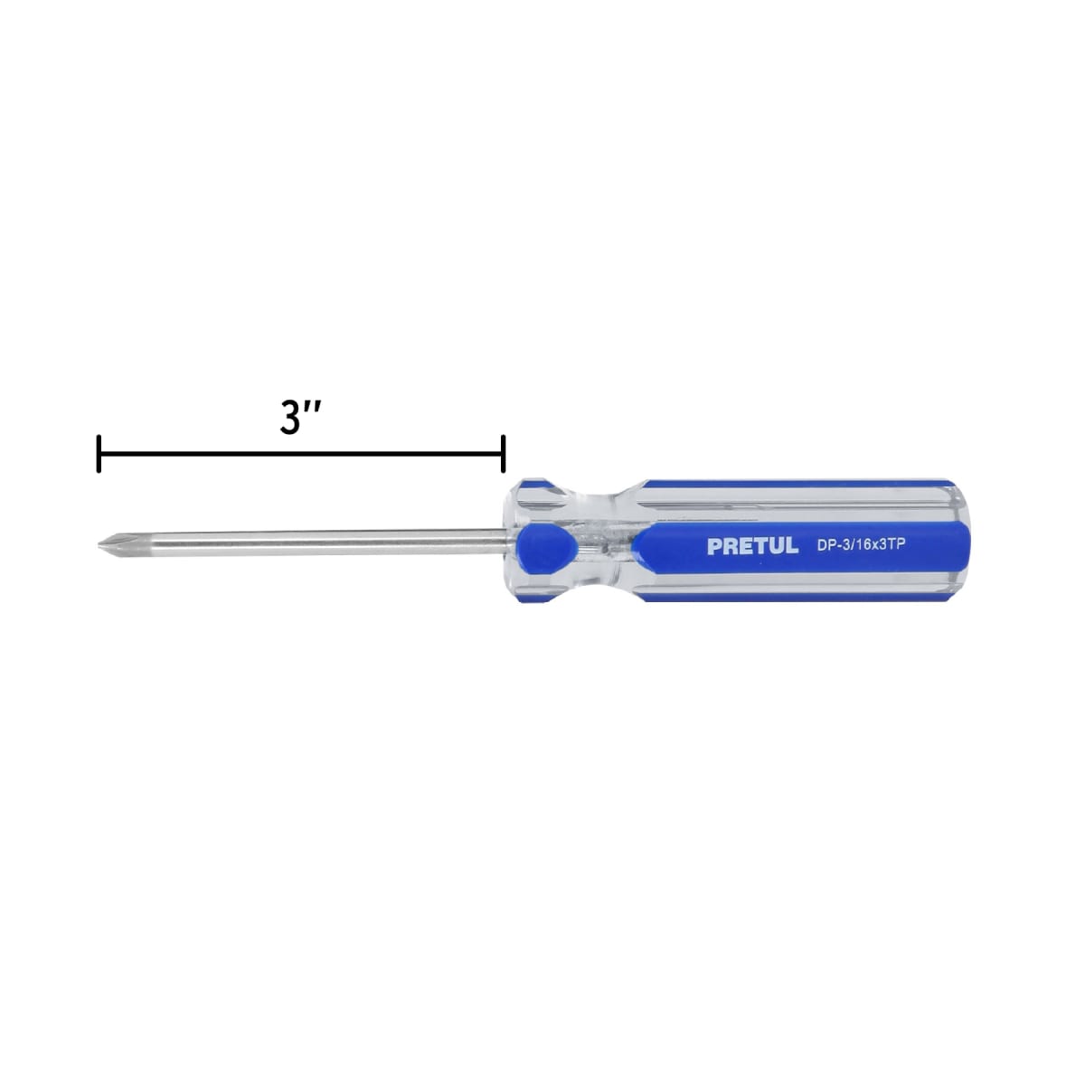 Desarmador de cruz 3/16 x 3´´ mango de PVC, Pretul3