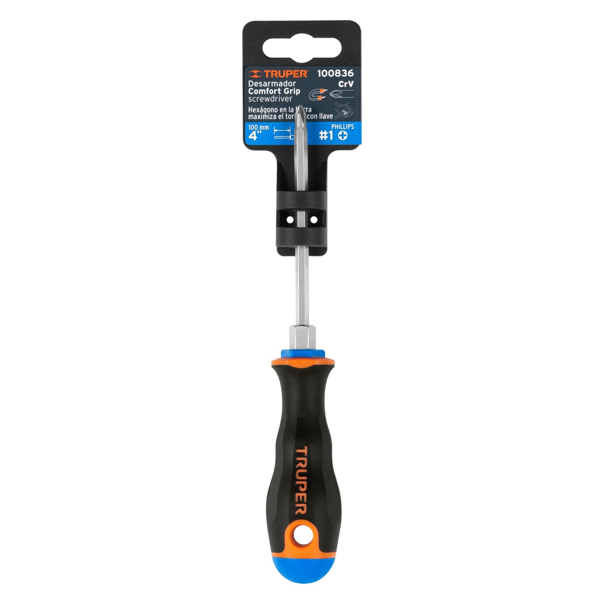 Desarmador de cruz 3/16´´ x 4´´ mango Comfort Grip, Truper4