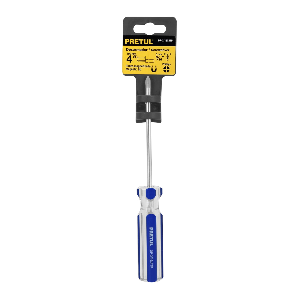 Desarmador de cruz 3/16 x 4´´ mango de PVC, Pretul4