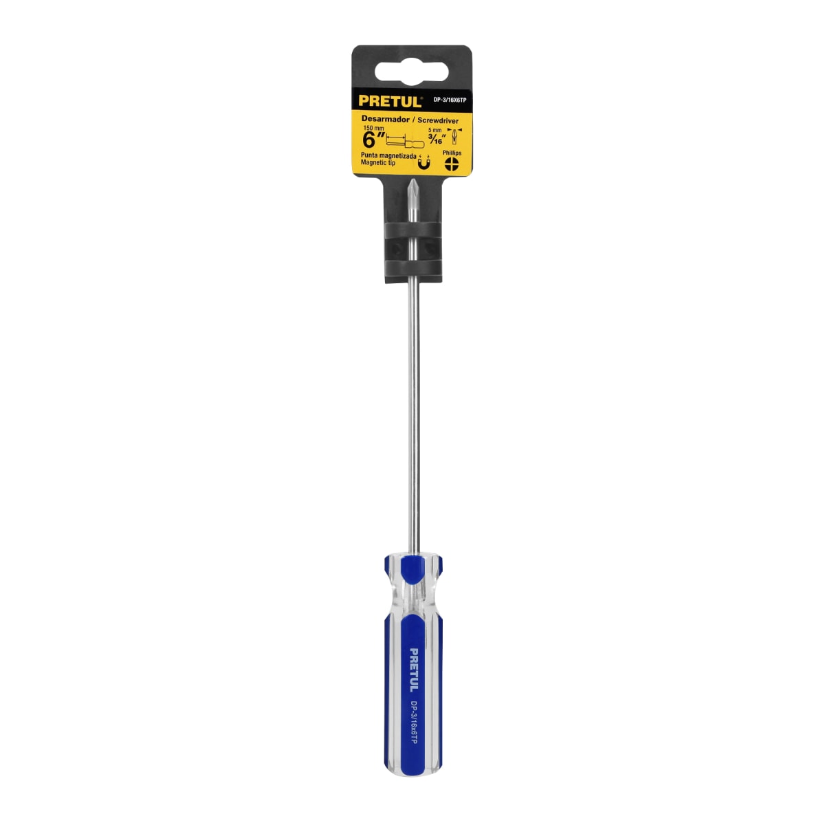 Desarmador de cruz 3/16 x 6´´ mango de PVC, Pretul4