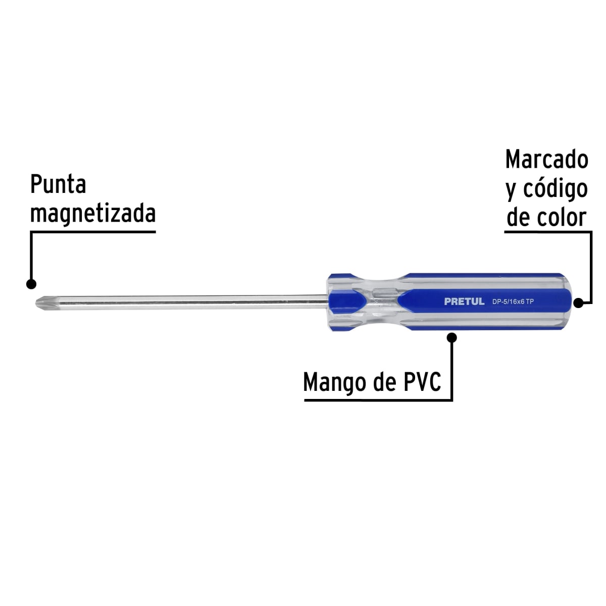 Desarmador de cruz 5/16 x 6´´ mango de PVC, Pretul2