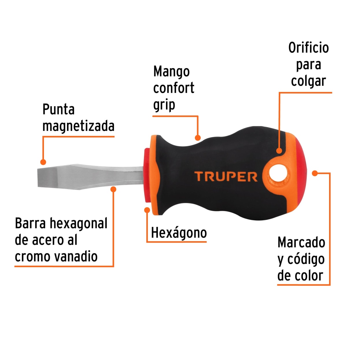 Desarmador plano 1/4´´ x 1-1/2´´ mango Comfort Grip, Truper2