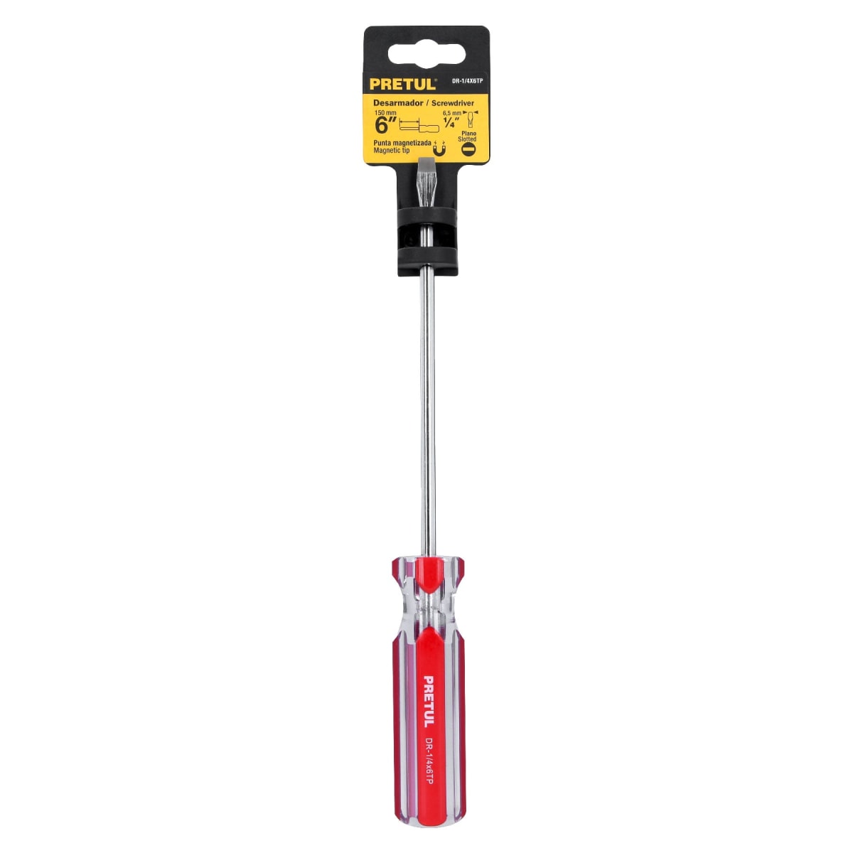 Desarmador plano 1/4 x 6'' mango de pvc. pretul4