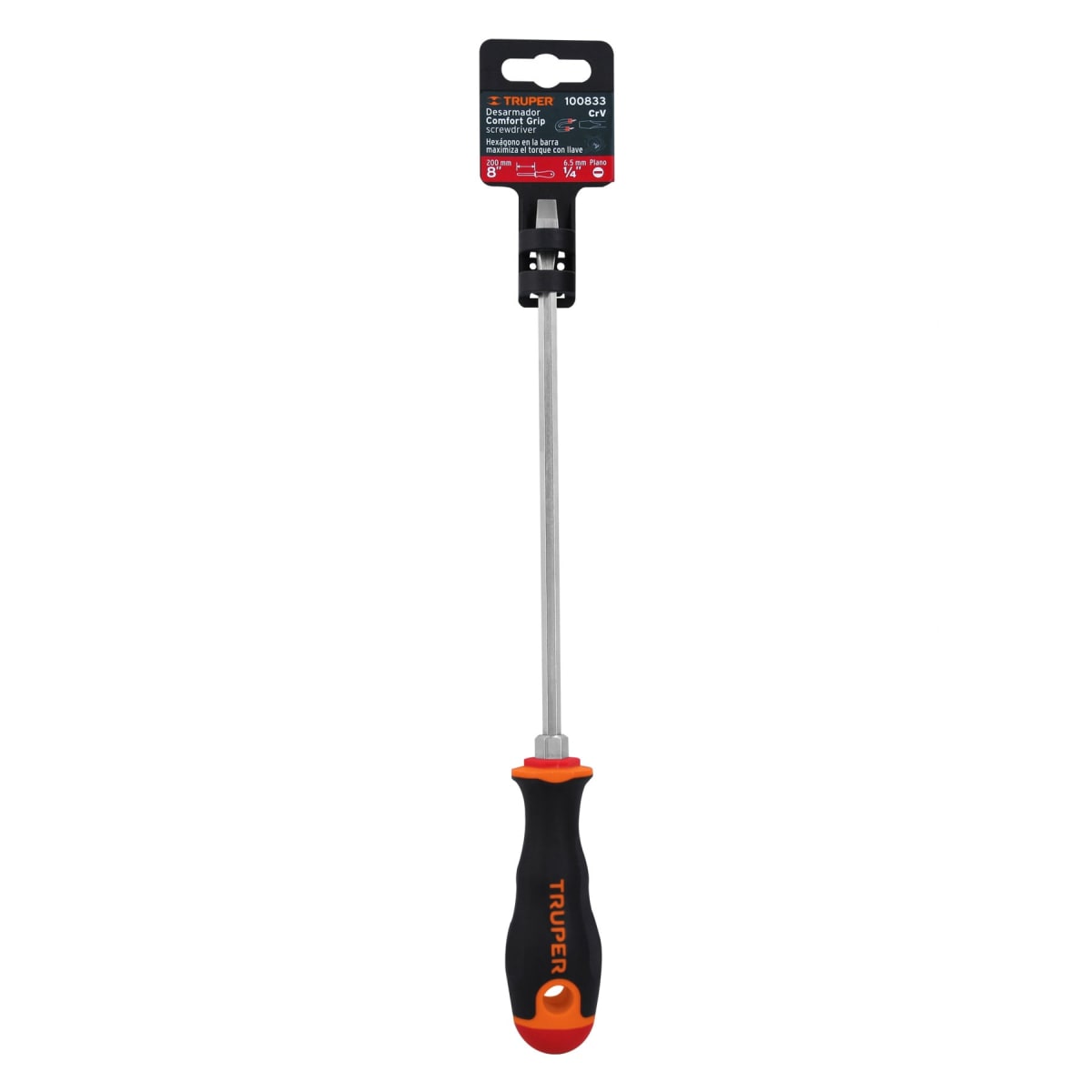 Desarmador plano 1/4'' x 8'' mango comfort grip. truper4