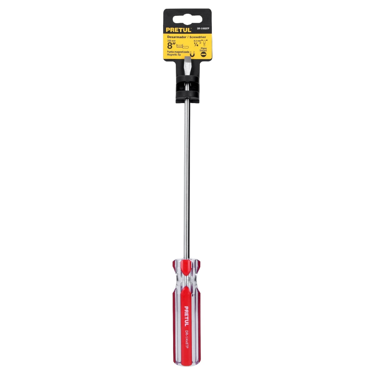 Desarmador plano 1/4 x 8'' mango de pvc. pretul4