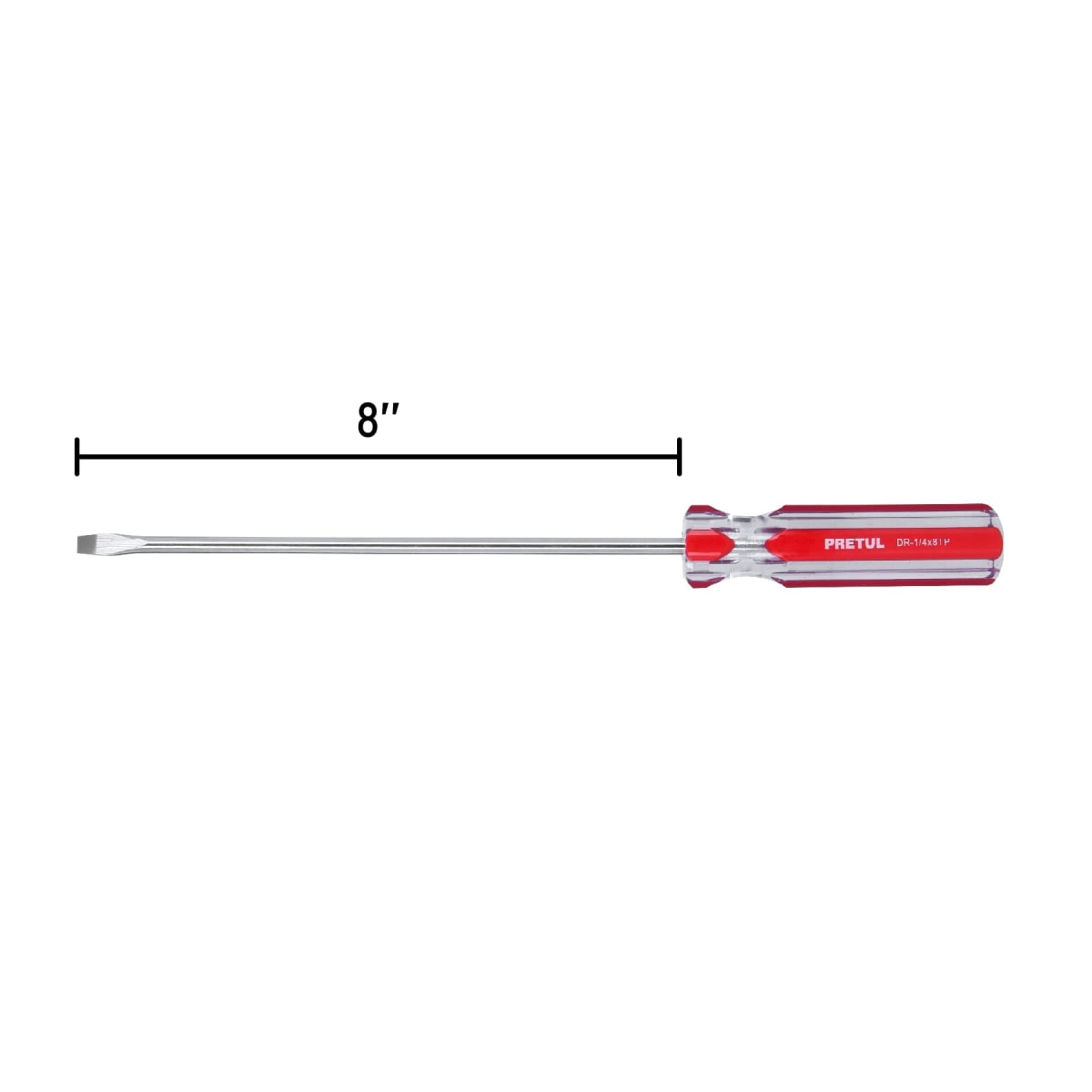 Desarmador plano 1/4 x 8'' mango de pvc. pretul3