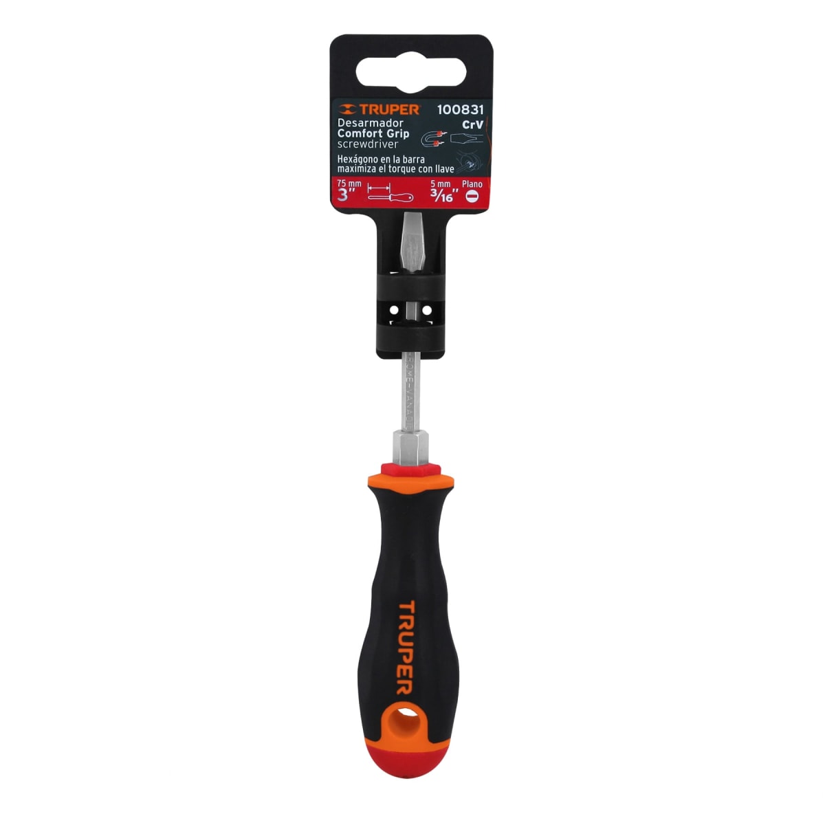 Desarmador plano 3/16´´ x 3´´ mango Comfort Grip, Truper4