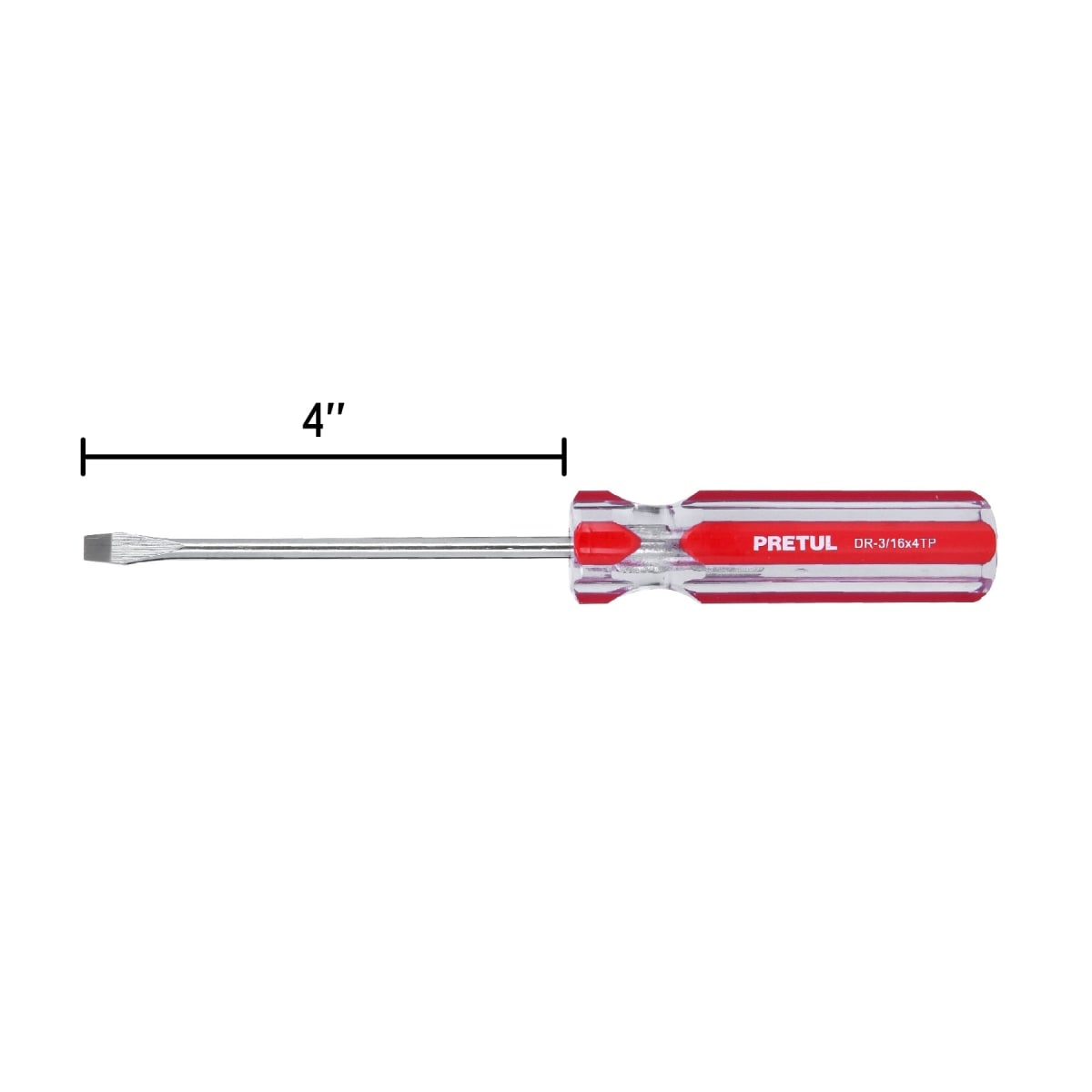 Desarmador plano 3/16 x 4´´ mango de PVC, Pretul3