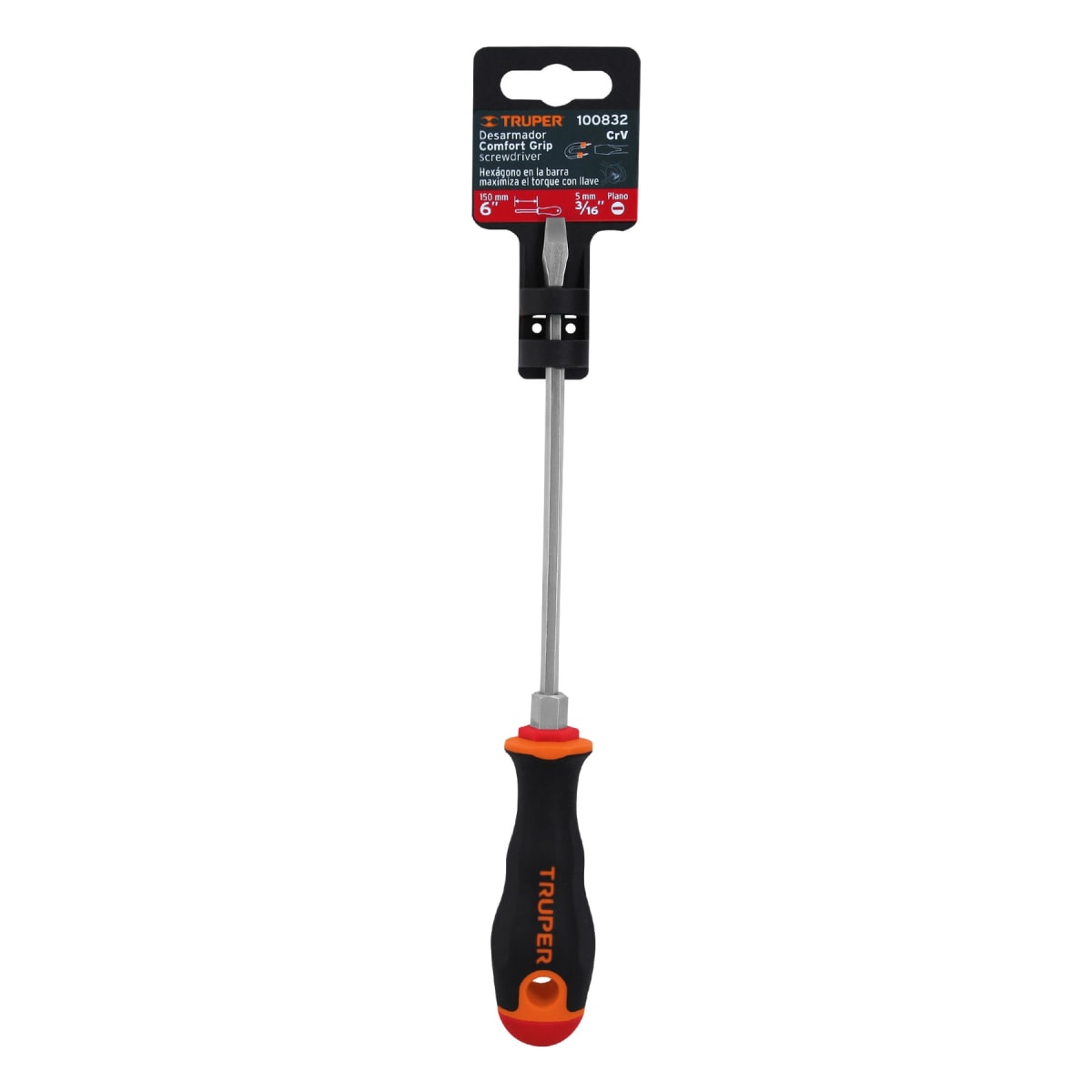 Desarmador plano 3/16´´ x 6´´ mango Comfort Grip, Truper5