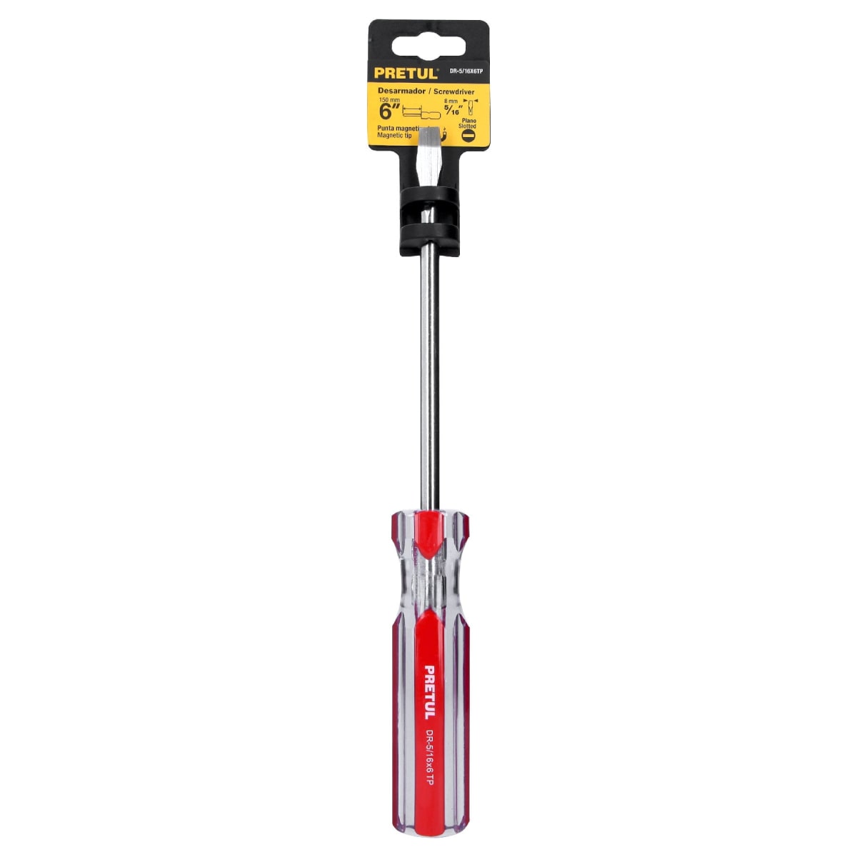 Desarmador plano 5/16 x 6'' mango de pvc. pretul4