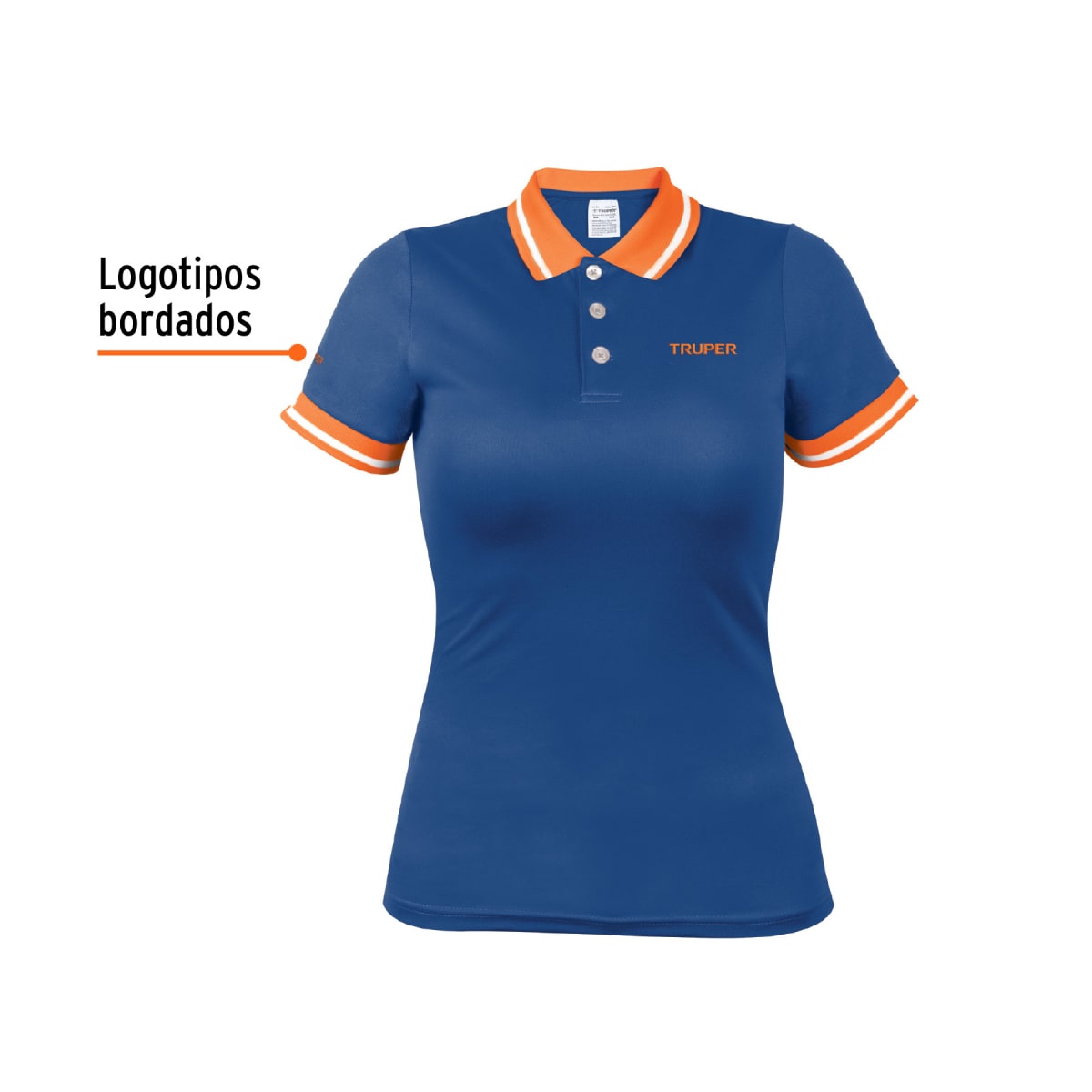 Polo camisero dry fit azul, para dama, Truper2