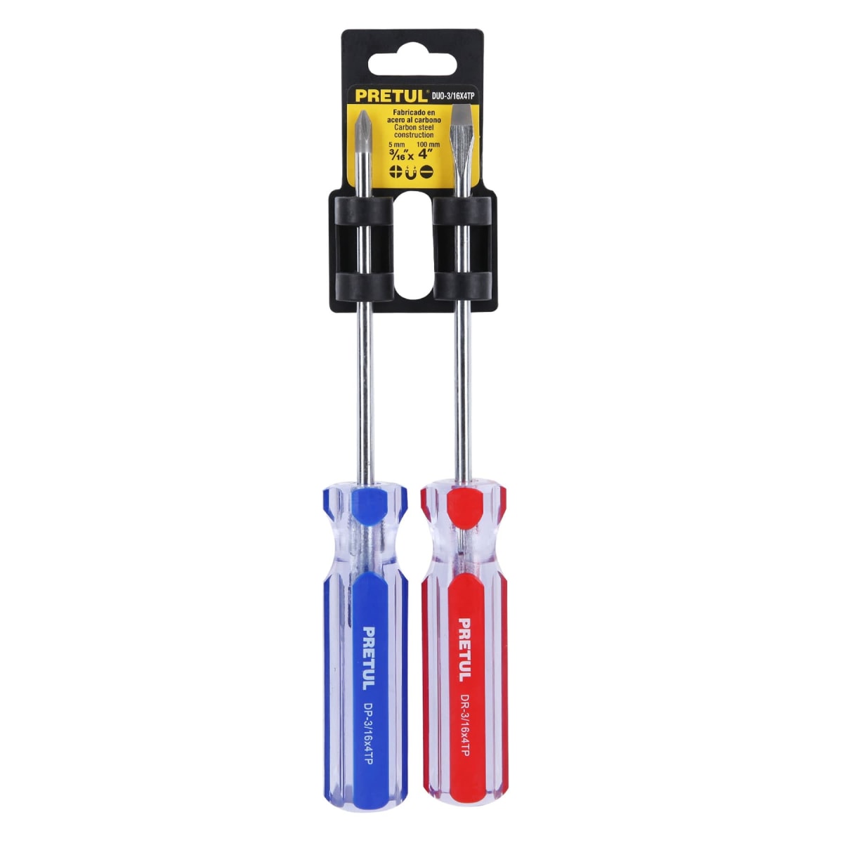 Dúo de desarmadores 3/16 x 4'' mango de pvc Pretul4