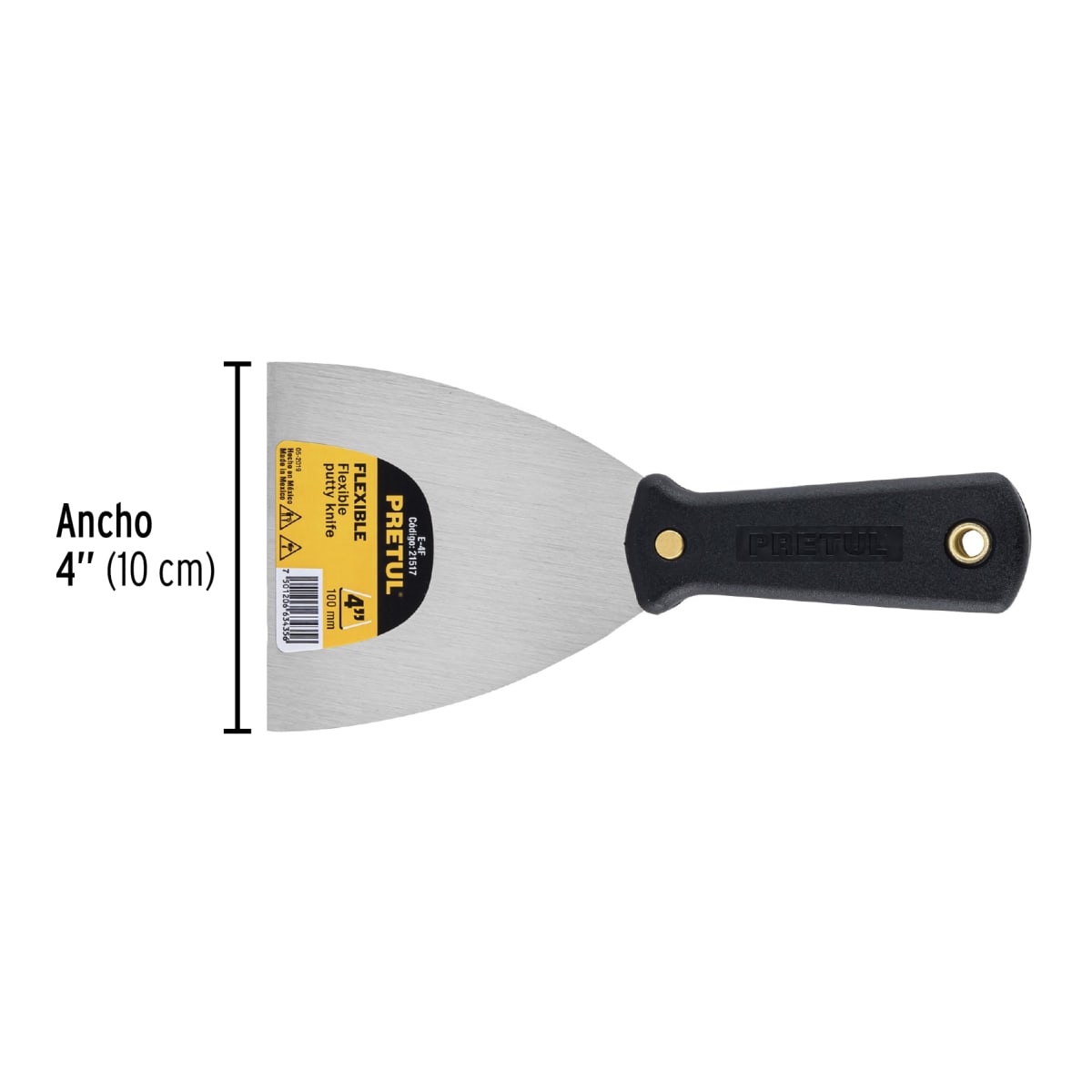 Espátula flexible 4'' con mango de plástico. pretul3