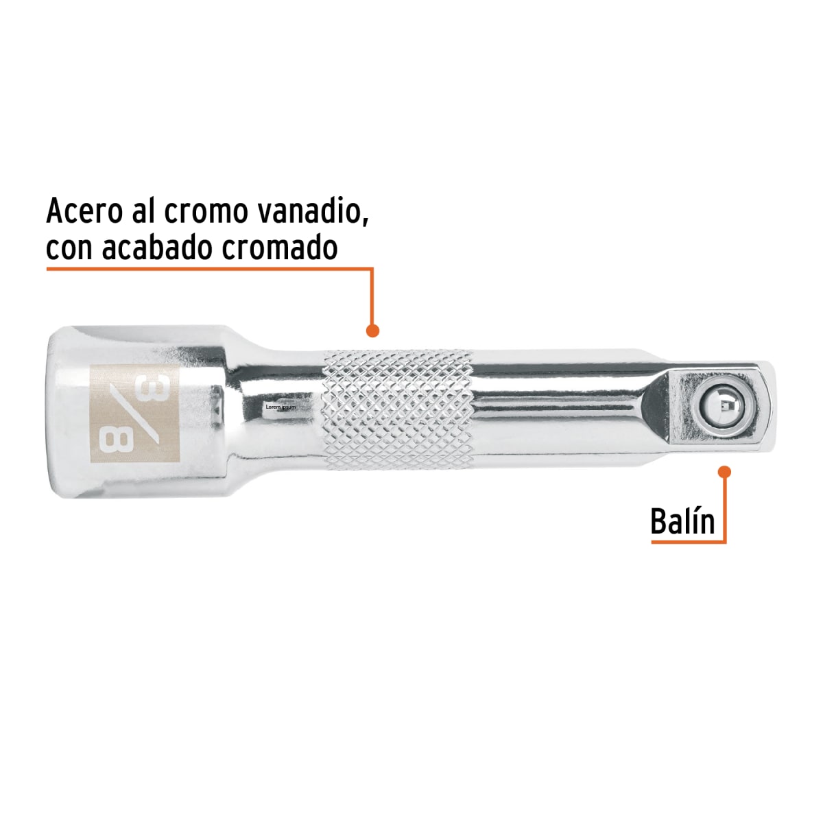 Extensión de 3'' para ratchet, para dados encastre 3/8'' Truper2