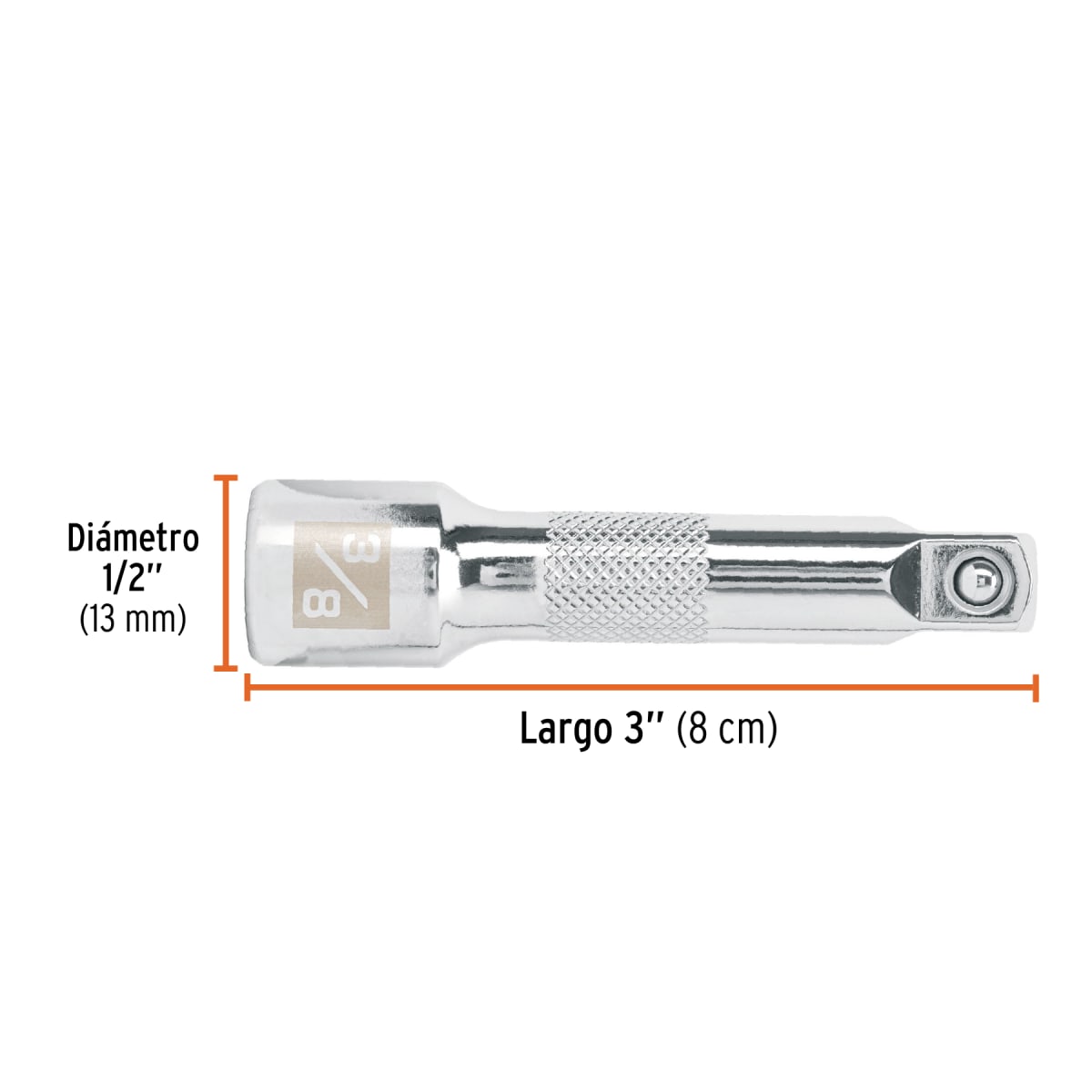 Extensión de 3'' para ratchet, para dados encastre 3/8'' Truper3