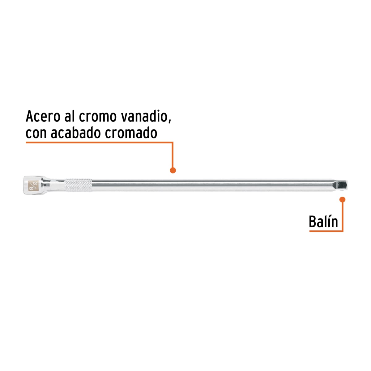 Extensión de 12'' para ratchet, para dados encastre 3/8'' Truper2