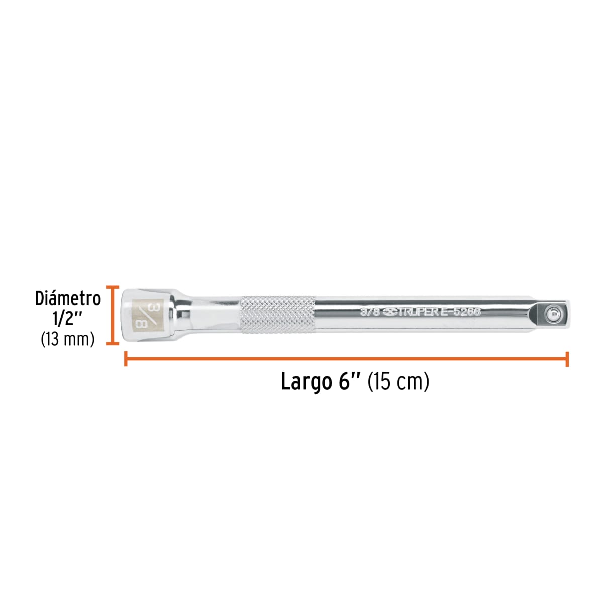 Extensión de 6'' para ratchet para dados encastre 3/8'' Truper3