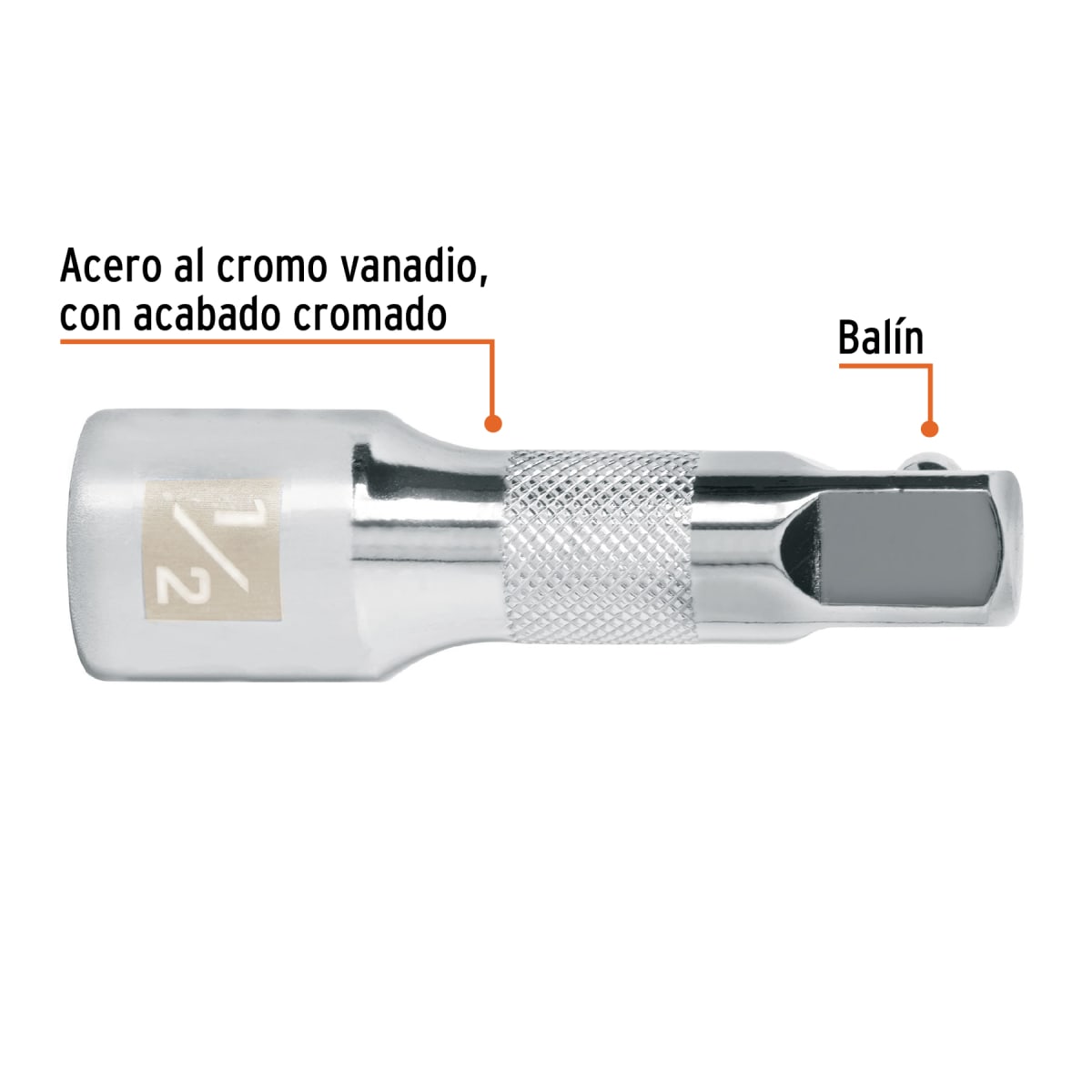 Extensión de 2-1/2'' para ratchet para dados encastre 1/2''  Truper2