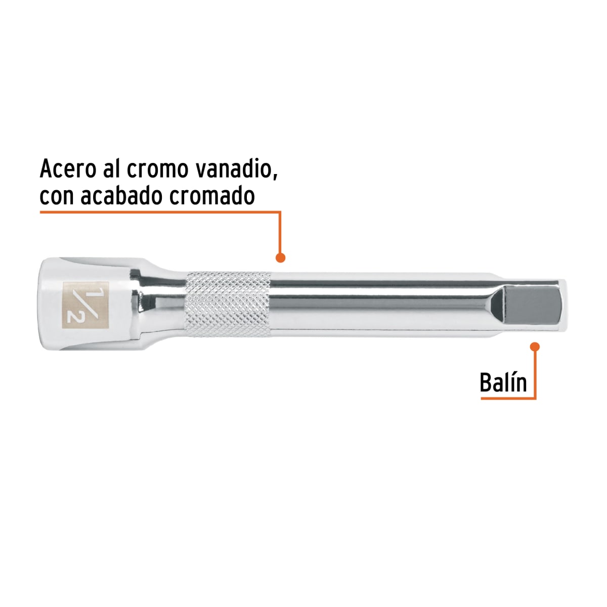 Extensión de 5'' para ratchet para dados encastre 1/2'' Truper2