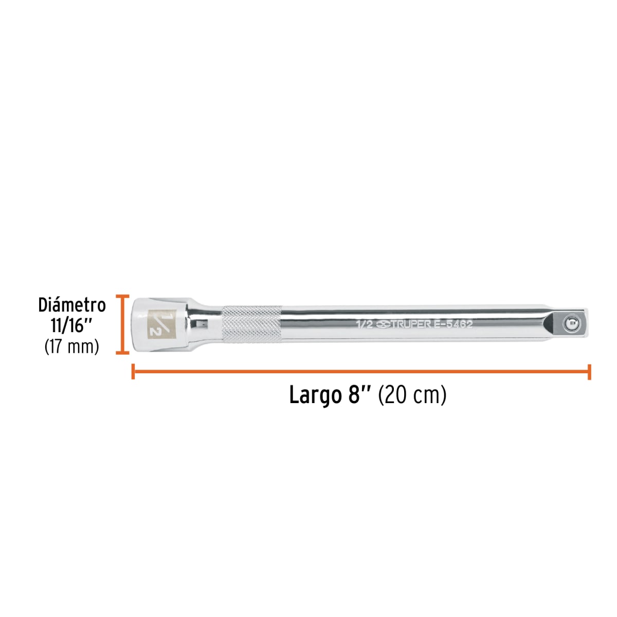 Extensión de 8'' para ratchet para dados encastre 1/2'' Truper3