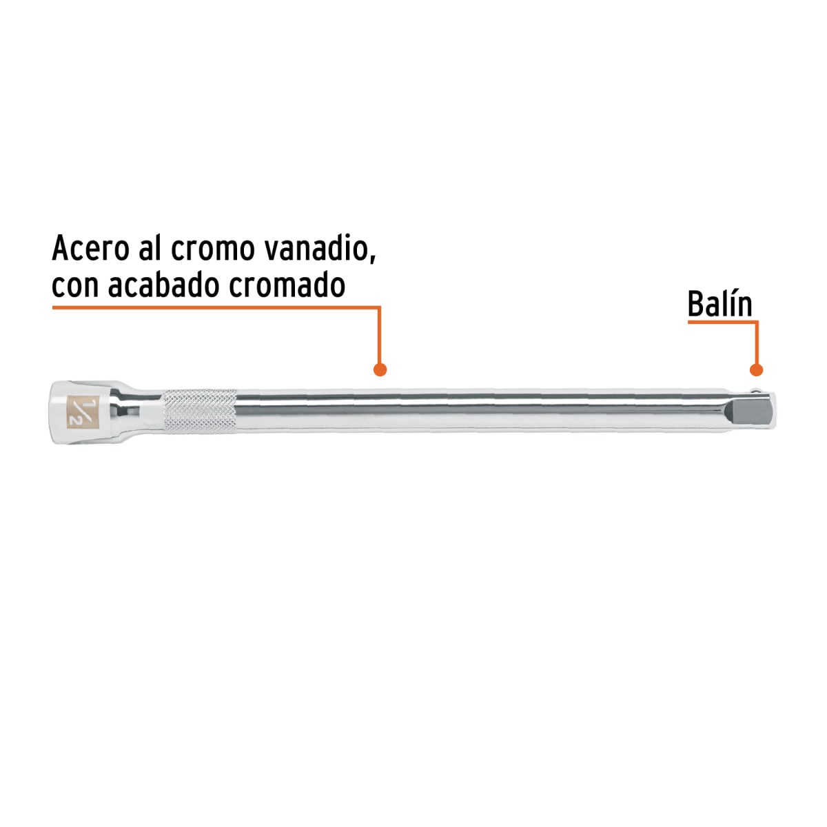 Extensión de 10'' para ratchet para dados encastre 1/2 Truper2