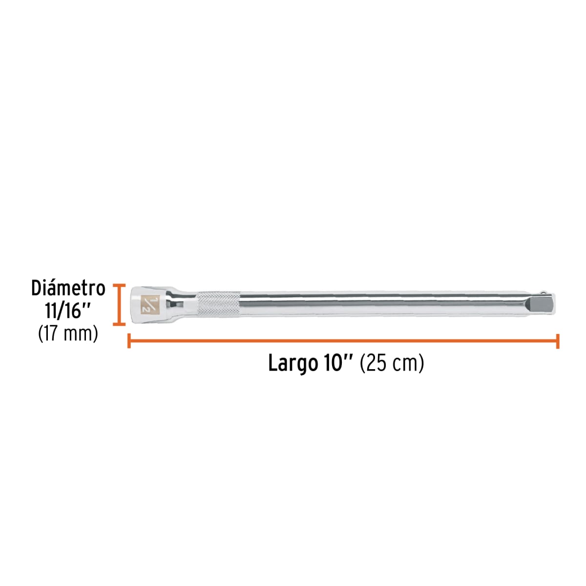 Extensión de 10'' para ratchet para dados encastre 1/2 Truper3