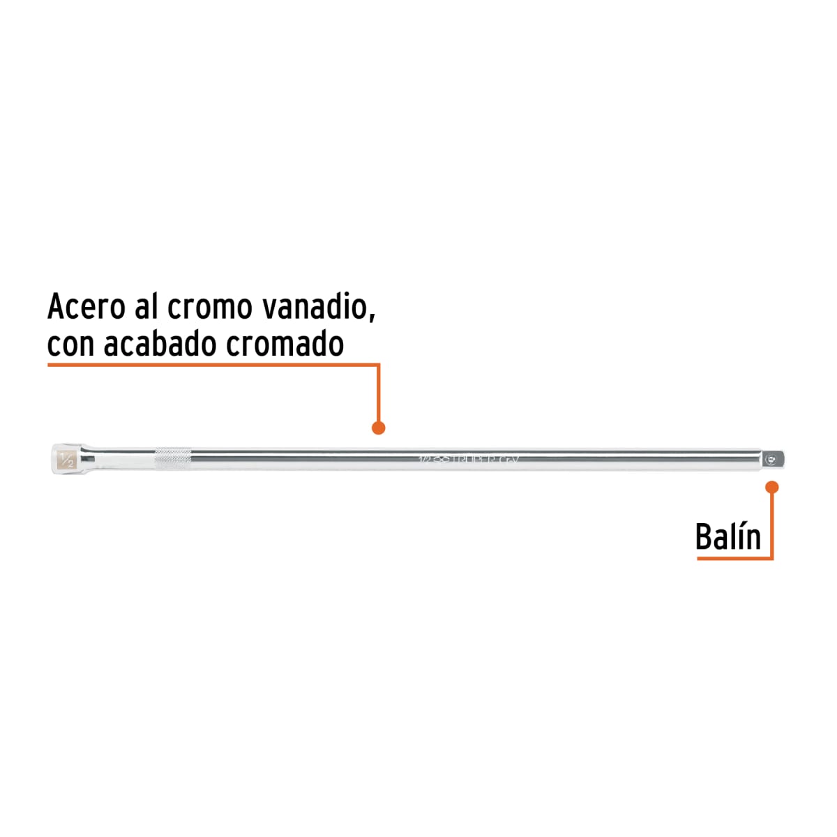 Extensión de 15'' para ratchet para dados encastre 1/2'' Truper2