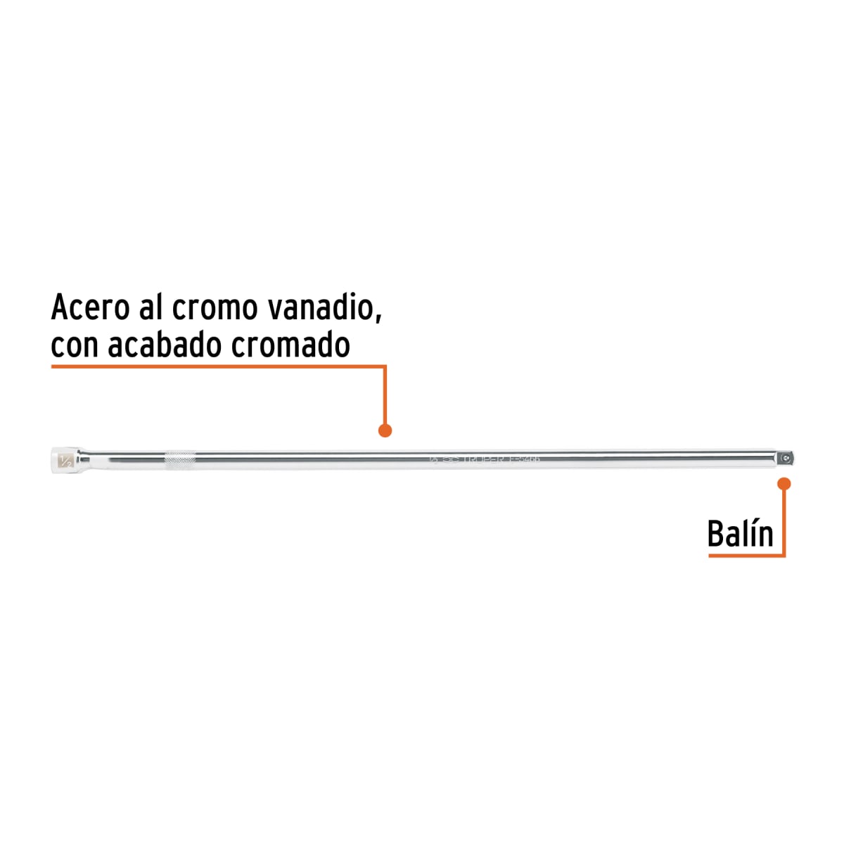 Extensión de 20'' para ratchet para dados encastre 1/2'' Truper2
