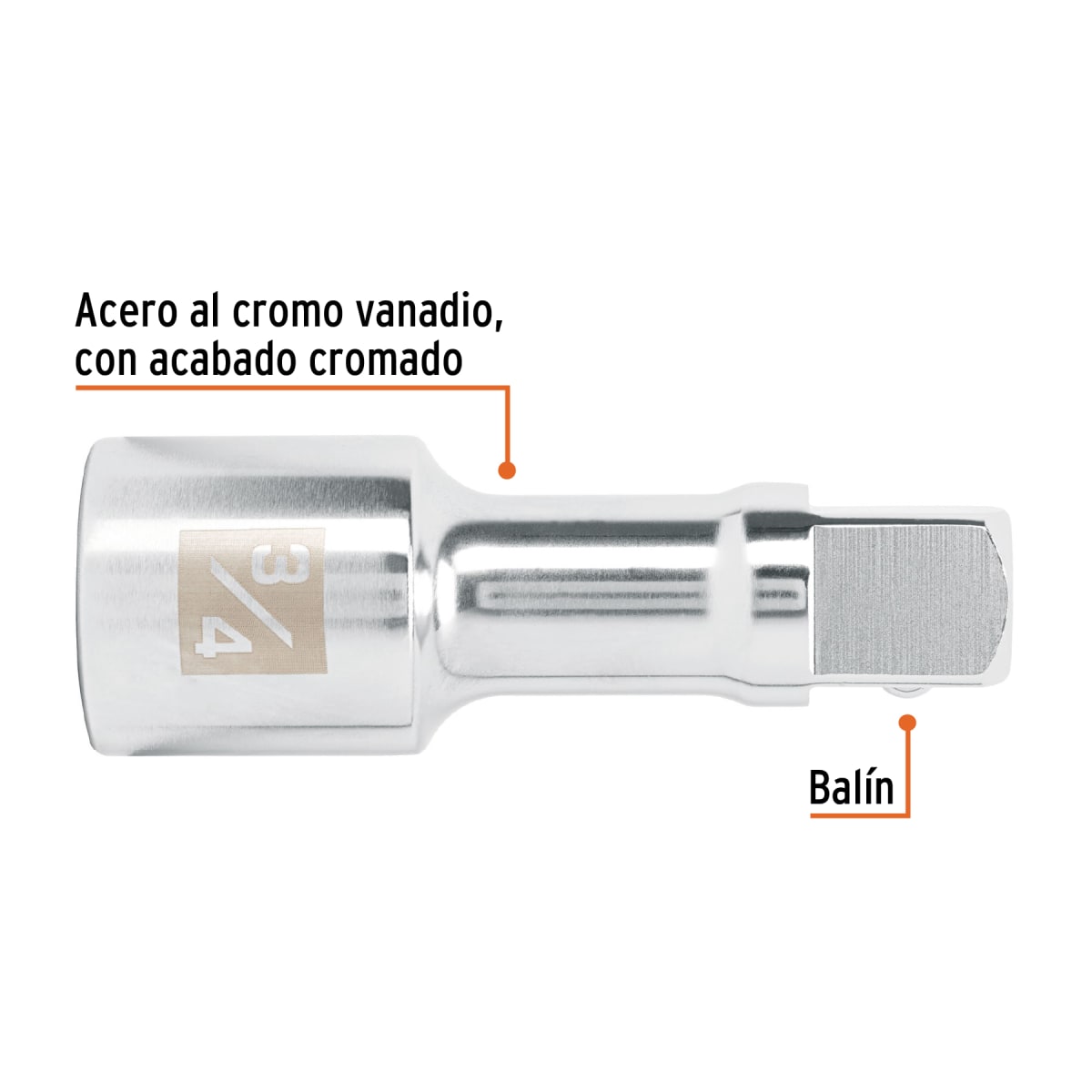 Extensión de 4´´ para ratchet, para dados encastre 3/4´´ Truper2