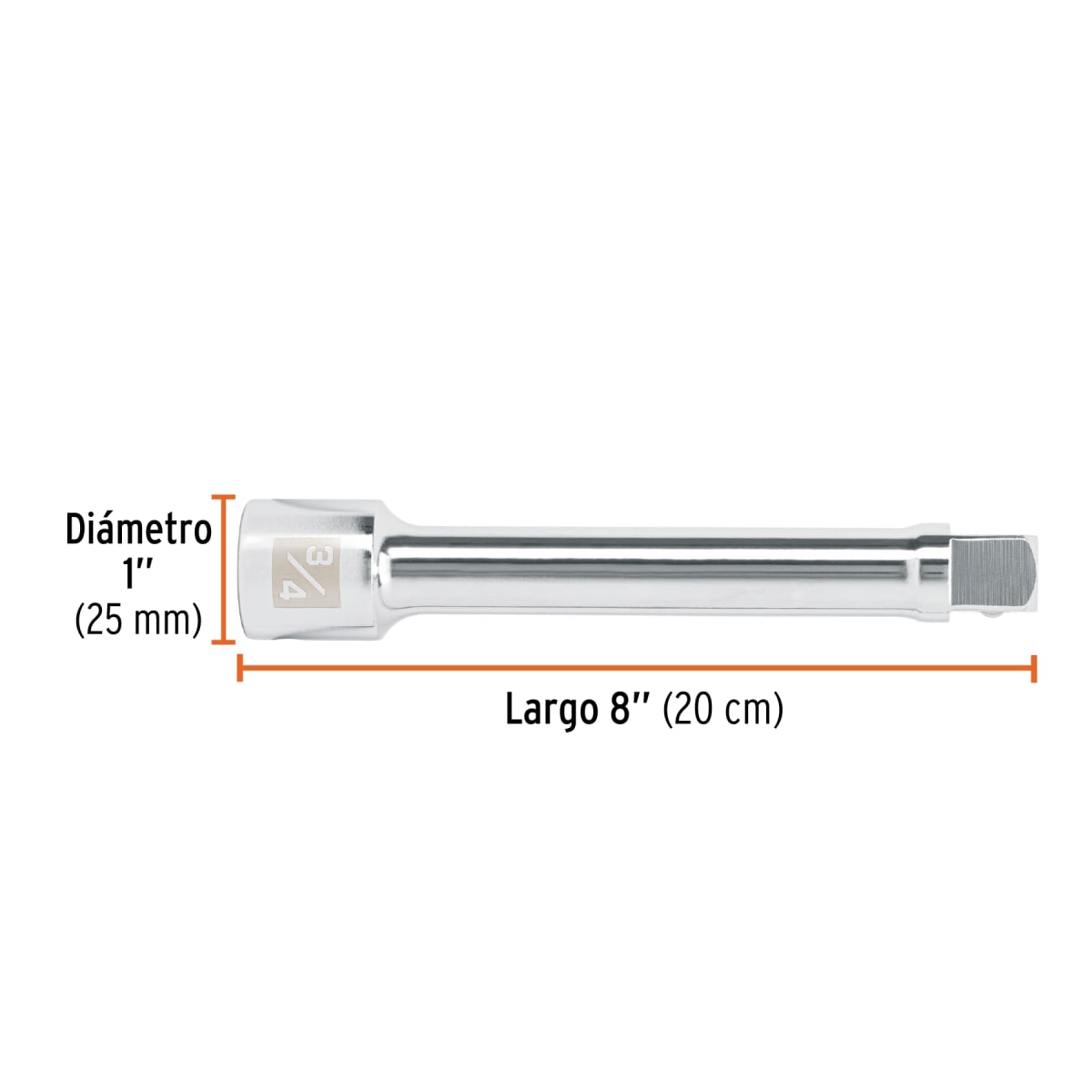 Extensión de 8´´ para ratchet, para dados encastre 3/4´´ Truper3