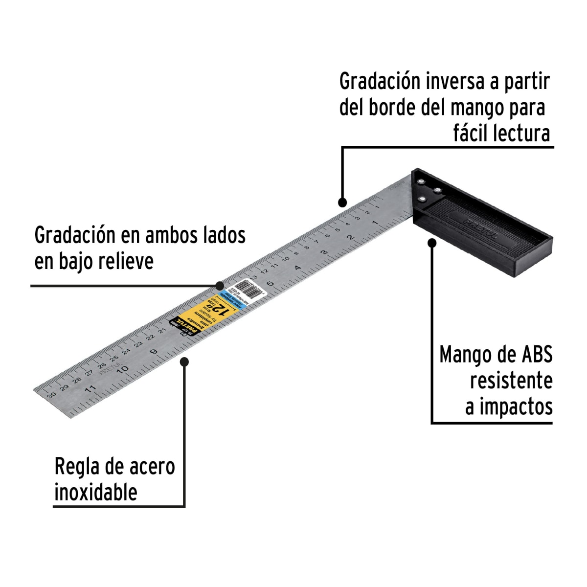 Escuadra 12´´ para carpintero, Pretul2