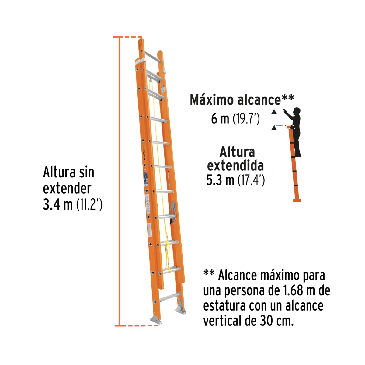 Escalera telescópica fibra de vidrio 20 peldaños Truper2