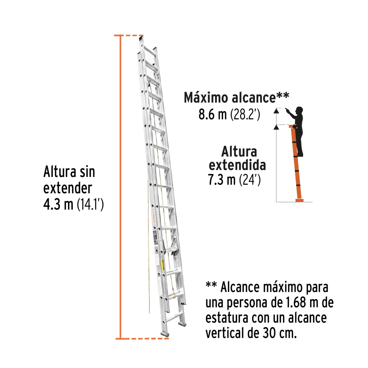 Escalera Telescópica 28 peldaños Soporta 150 Kg Truper4