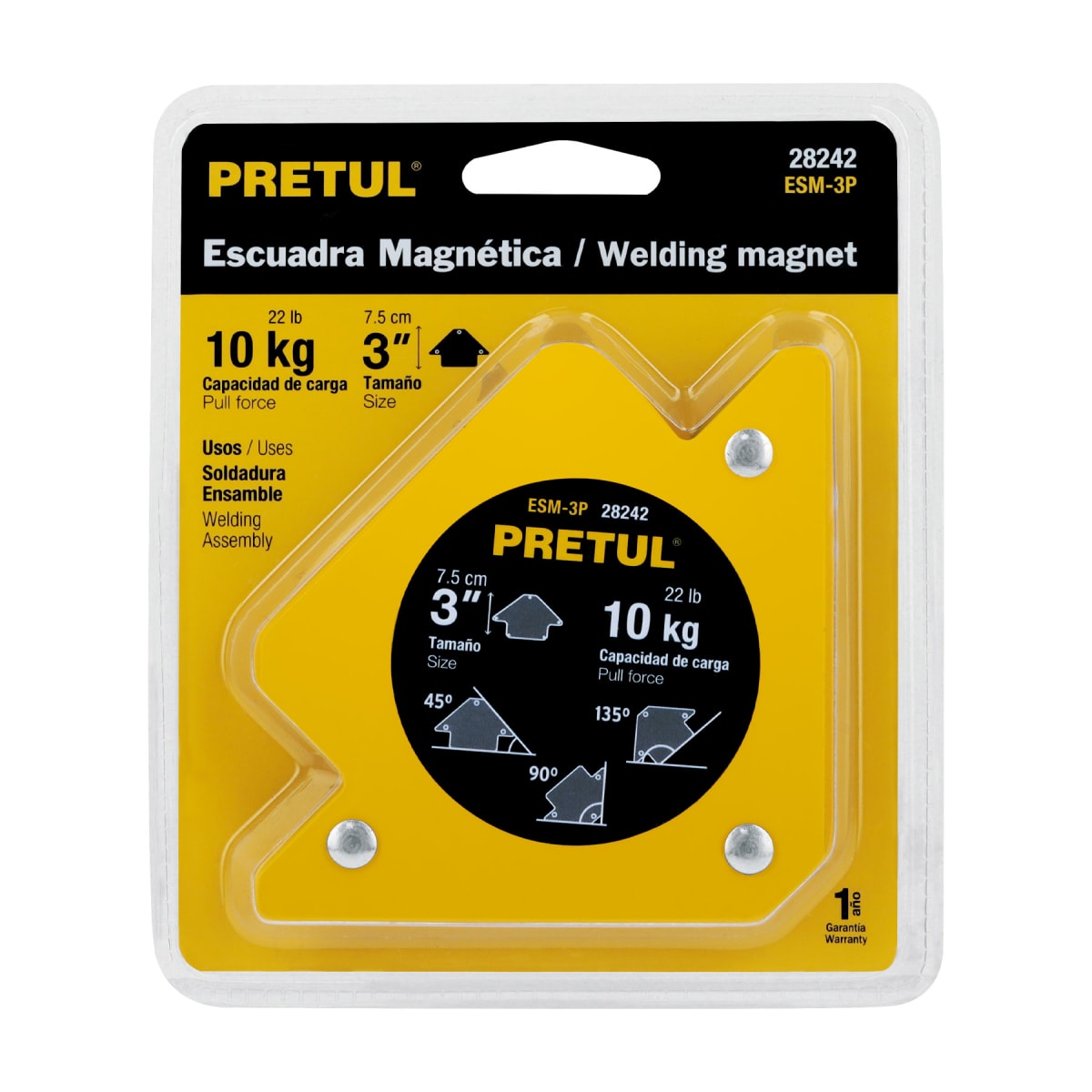 Escuadra magnética 3' para soldar, capacidad 10 kg, Pretul2