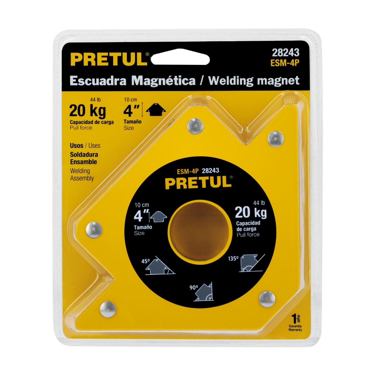 Escuadra magnética 4' para soldar, capacidad 19 kg, Pretul7