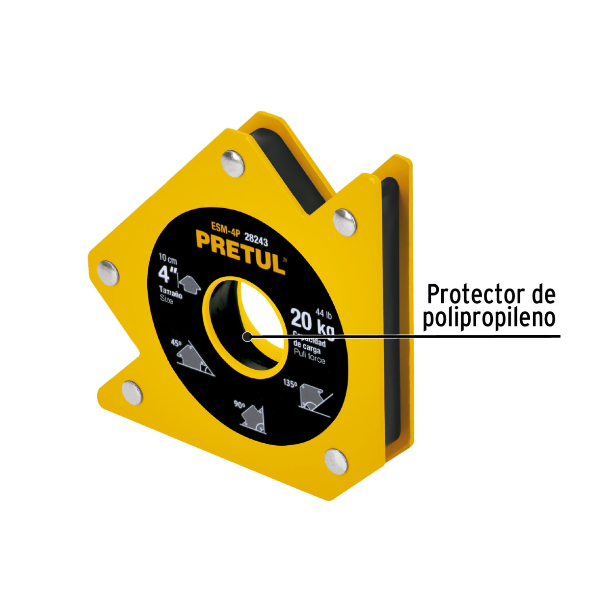 Escuadra magnética 4' para soldar, capacidad 19 kg, Pretul5