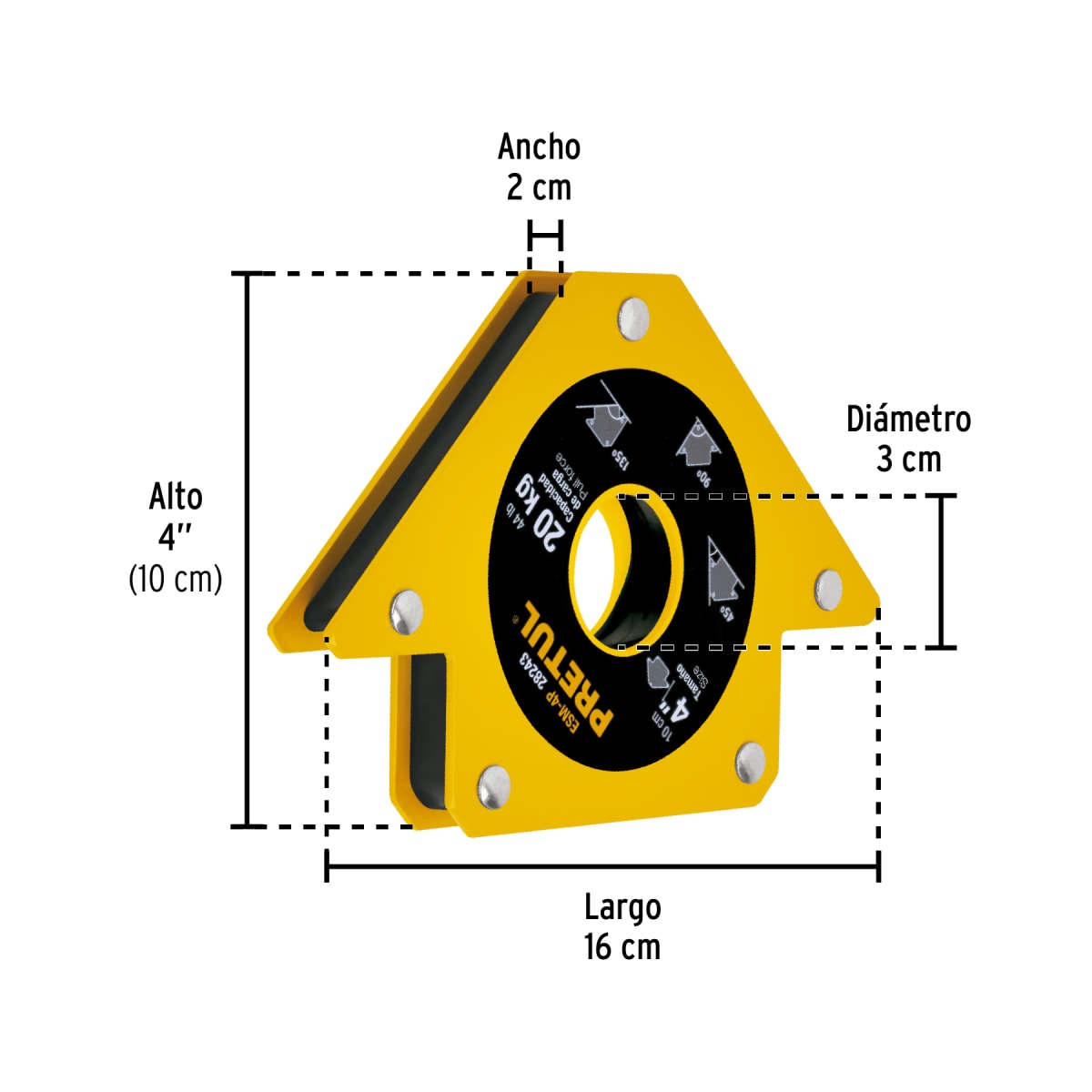 Escuadra magnética 4' para soldar, capacidad 19 kg, Pretul6