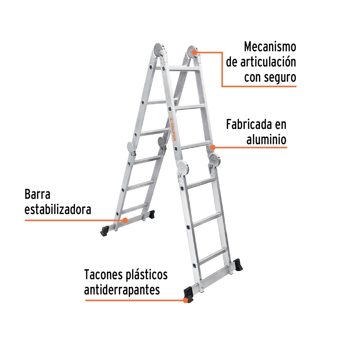 Escalera multiposición 12 peldaños soporta 200Kg Truper7