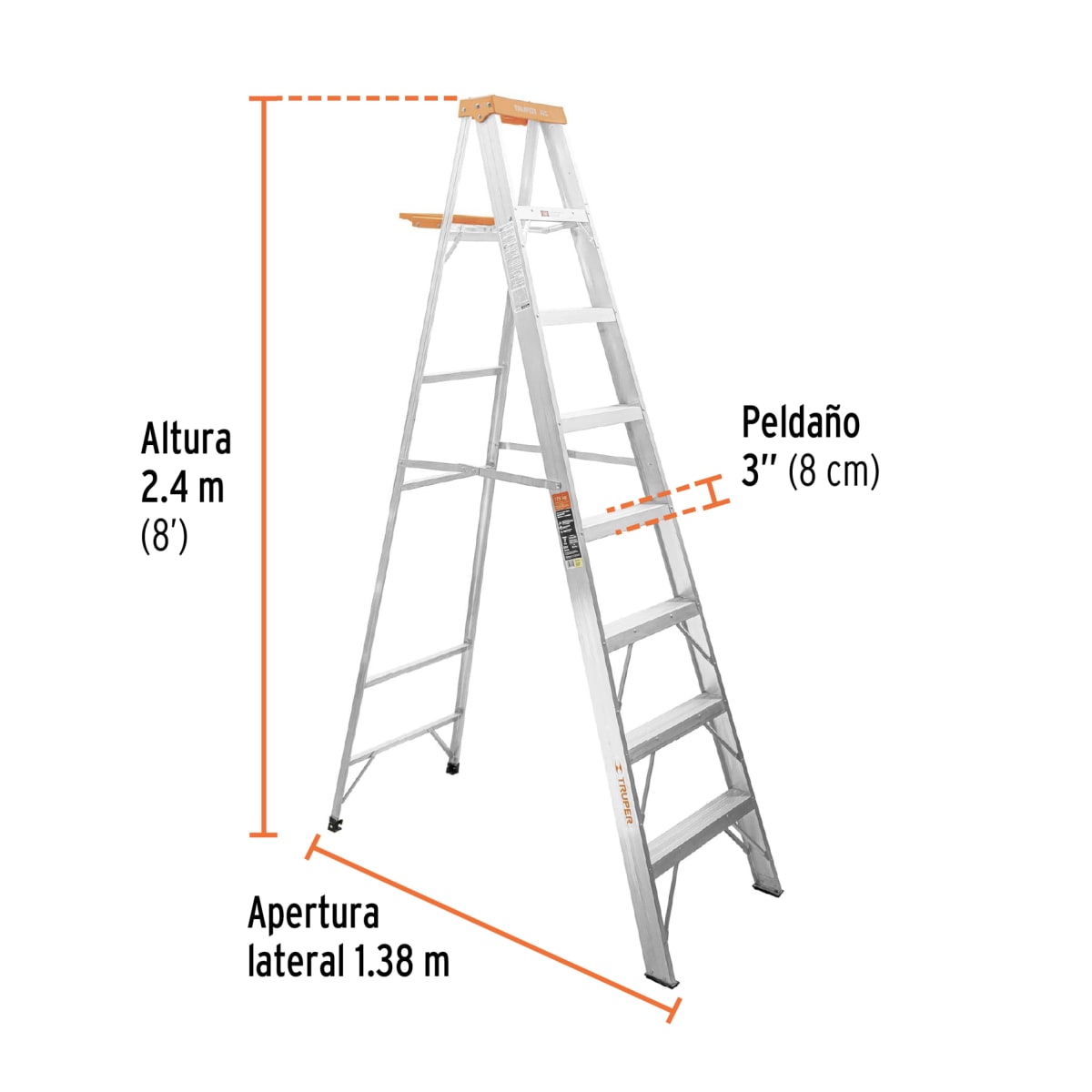 Escalera Tipo Tijera 7 Peldaños Soporta 175 Kg Truper3