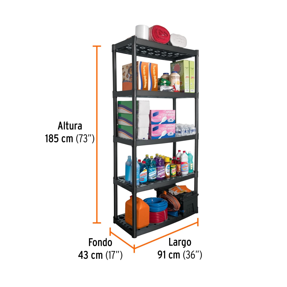 Kit Estante 5 Repisas Truper + Organizador 18 Compartimentos Pretul4