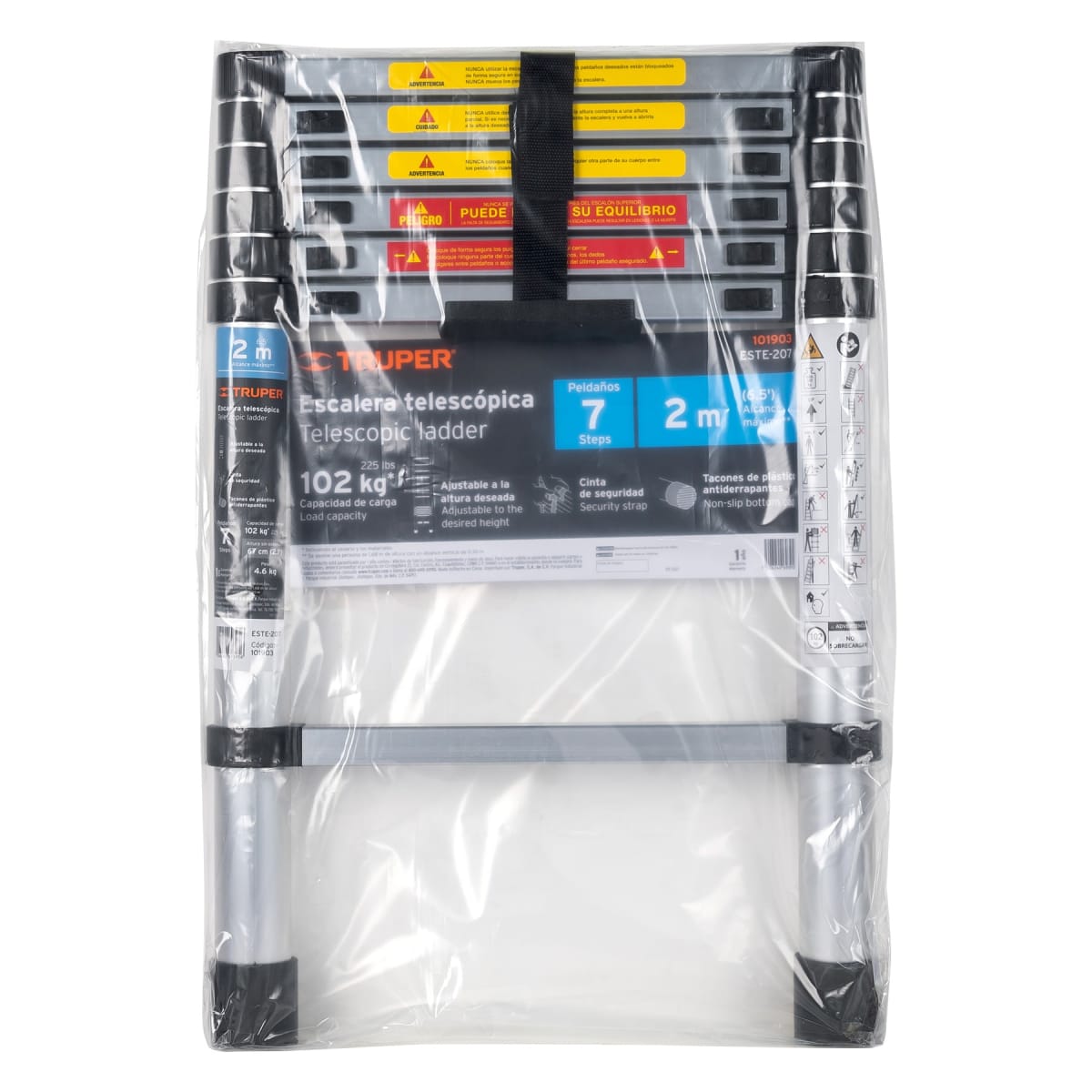 Escalera telescopica 7 peldaños Plegable 102kg Truper5