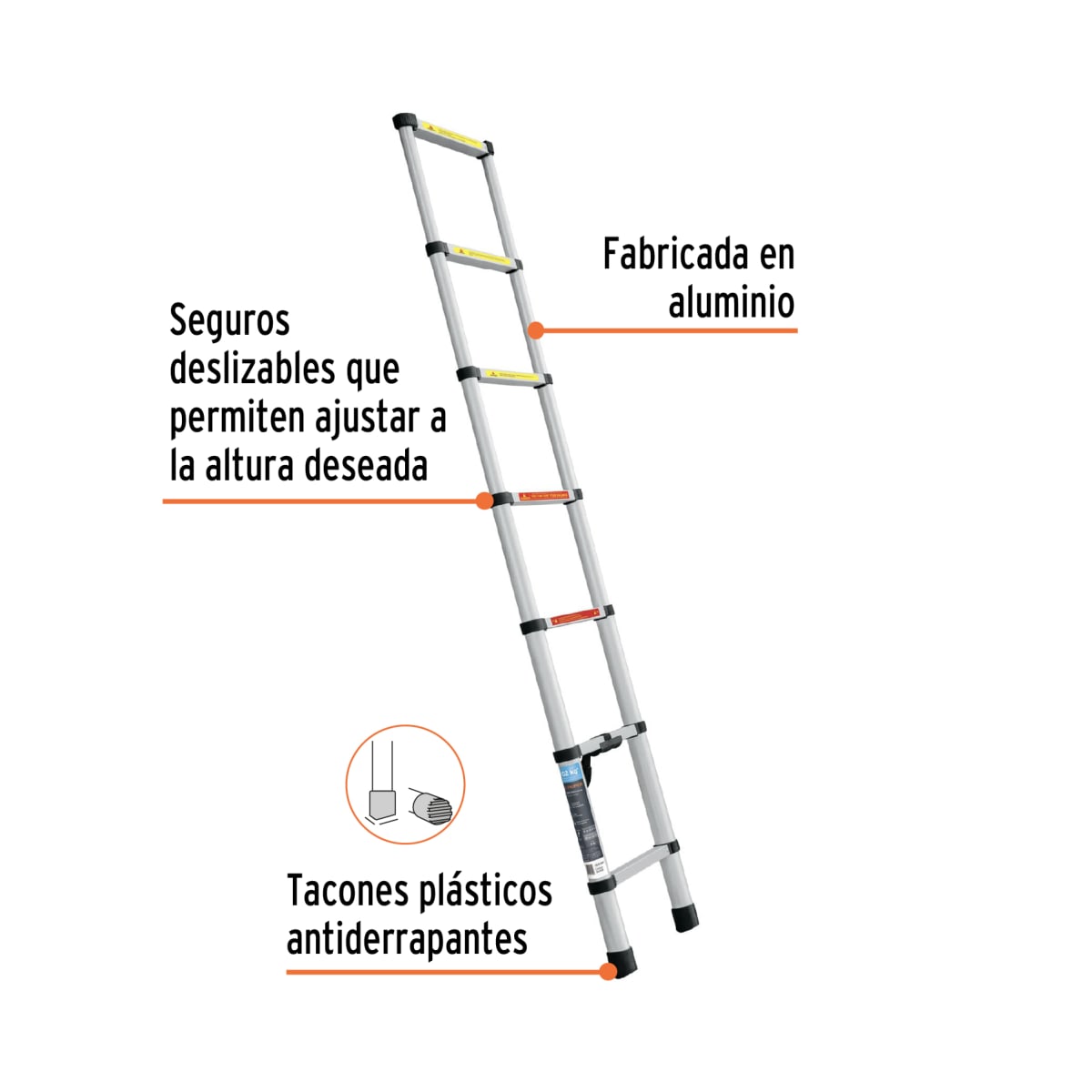 Escalera telescopica 7 peldaños Plegable 102kg Truper6