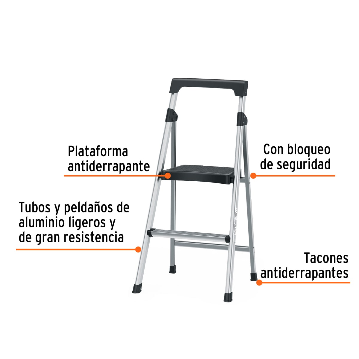 Escalera Tubular 2 Peldaños Aluminio Truper4