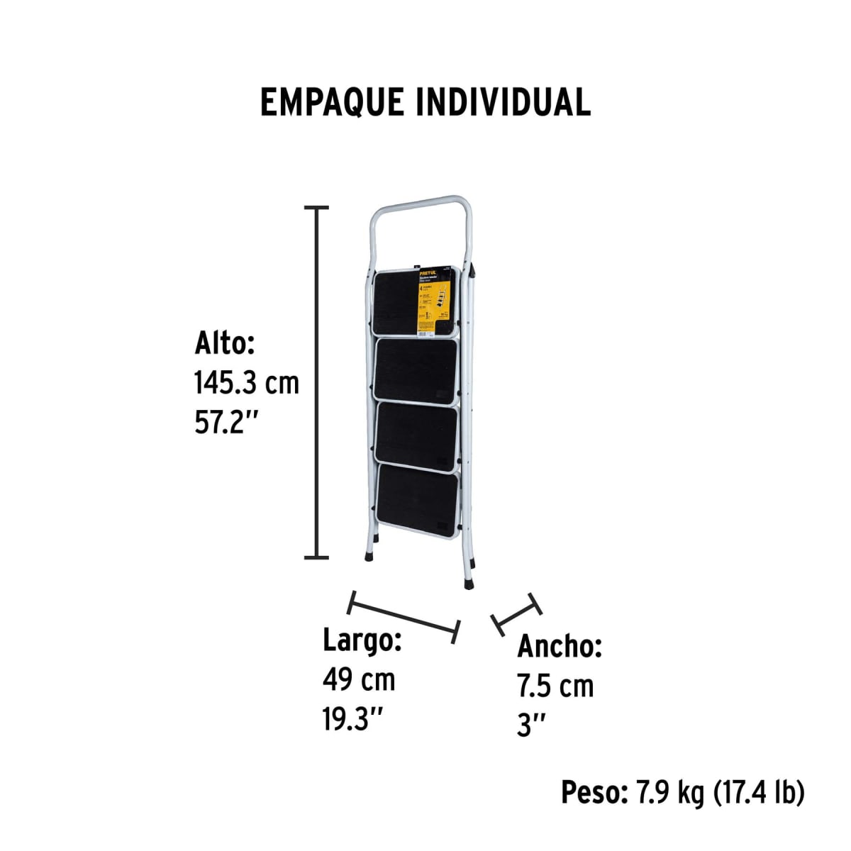 ESCALERA TUBULAR 4 PELDAÑOS PRETUL - KIT PARA PINTAR 4