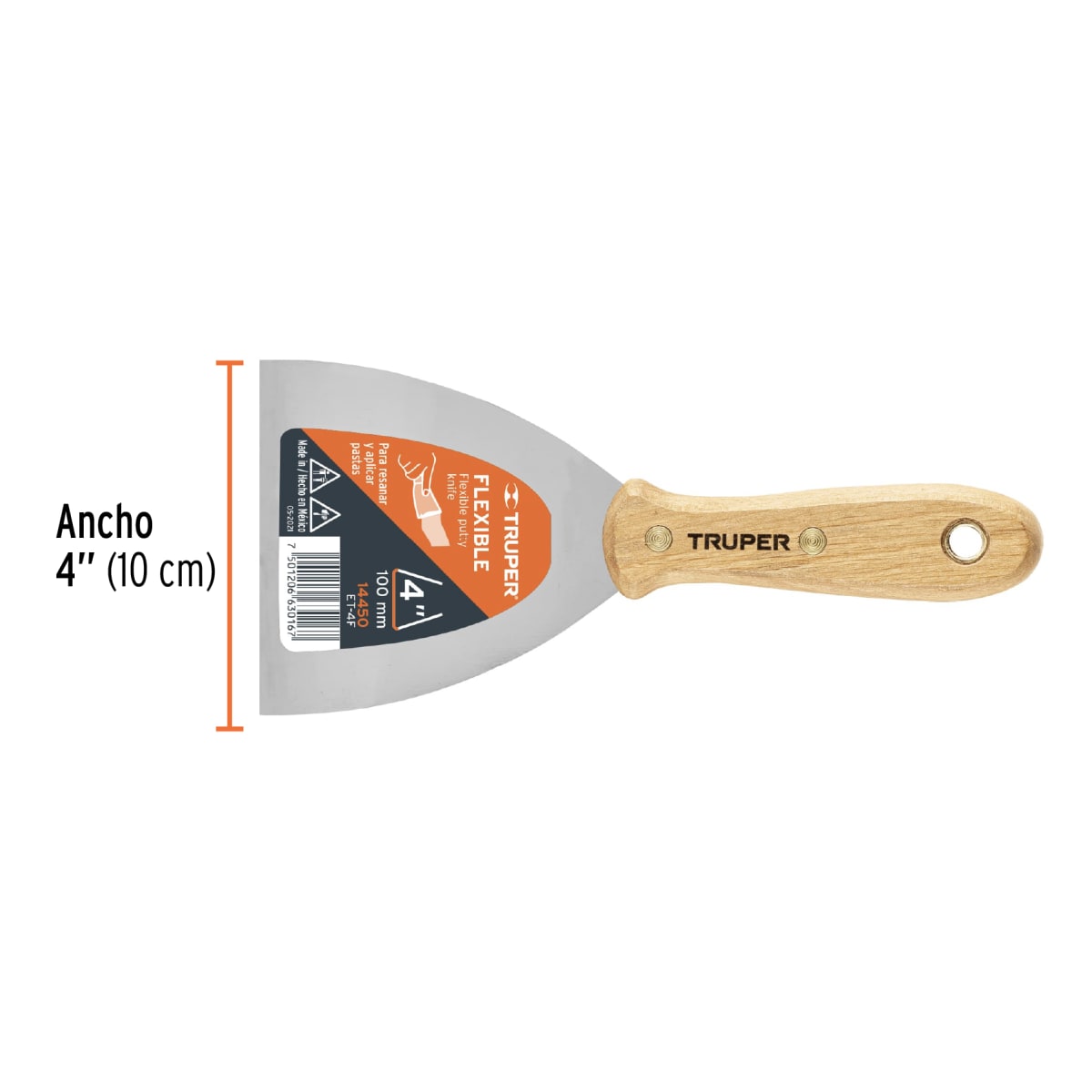 Espátula flexible 4'' con mango de madera Truper3