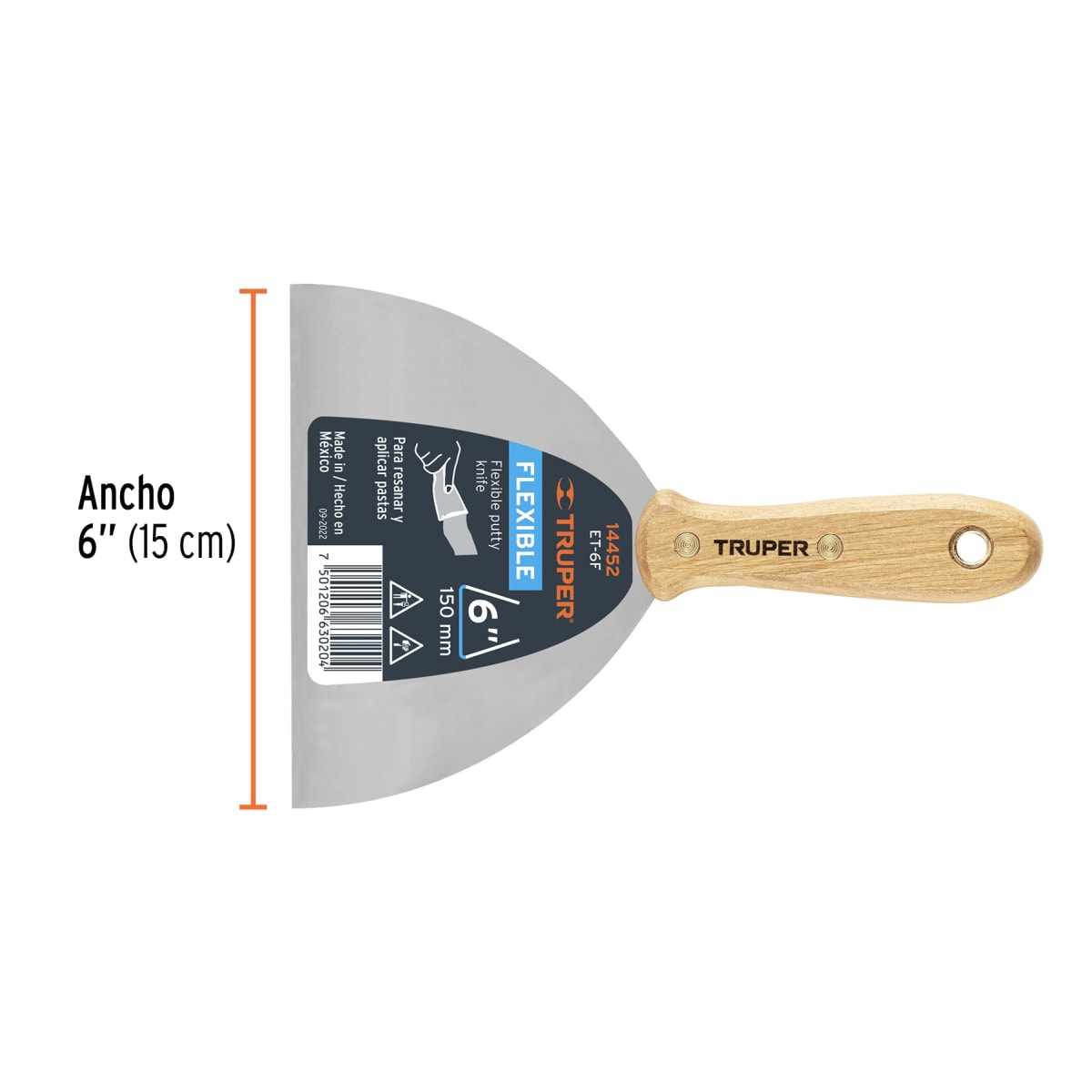 Espátula flexible 6'' con mango de madera Truper3