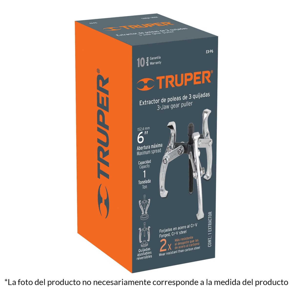 Extractor de poleas. 3 patas. 8''. truper4