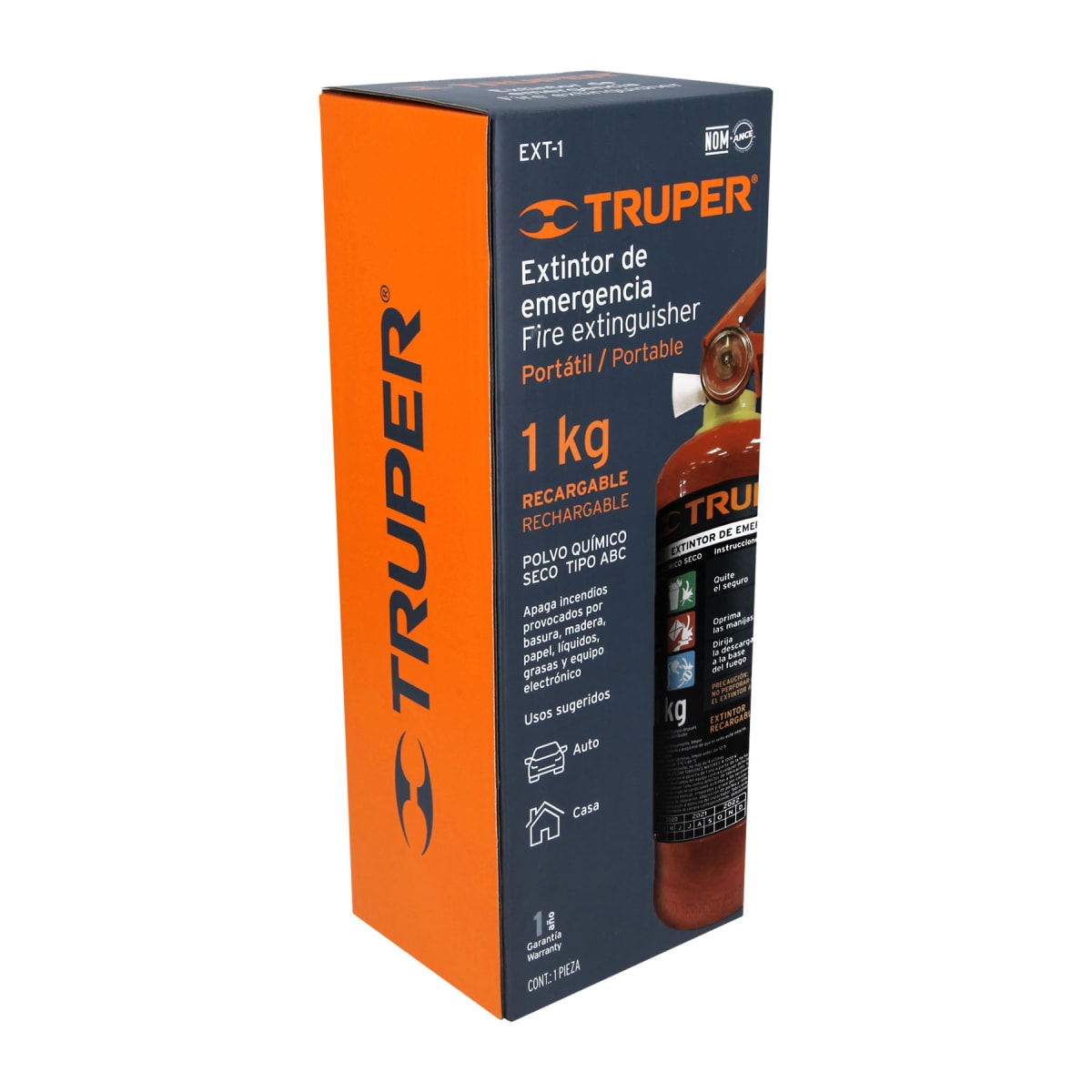 Extintor portátil recargable 1 Kg polvo tipo ABC Truper5