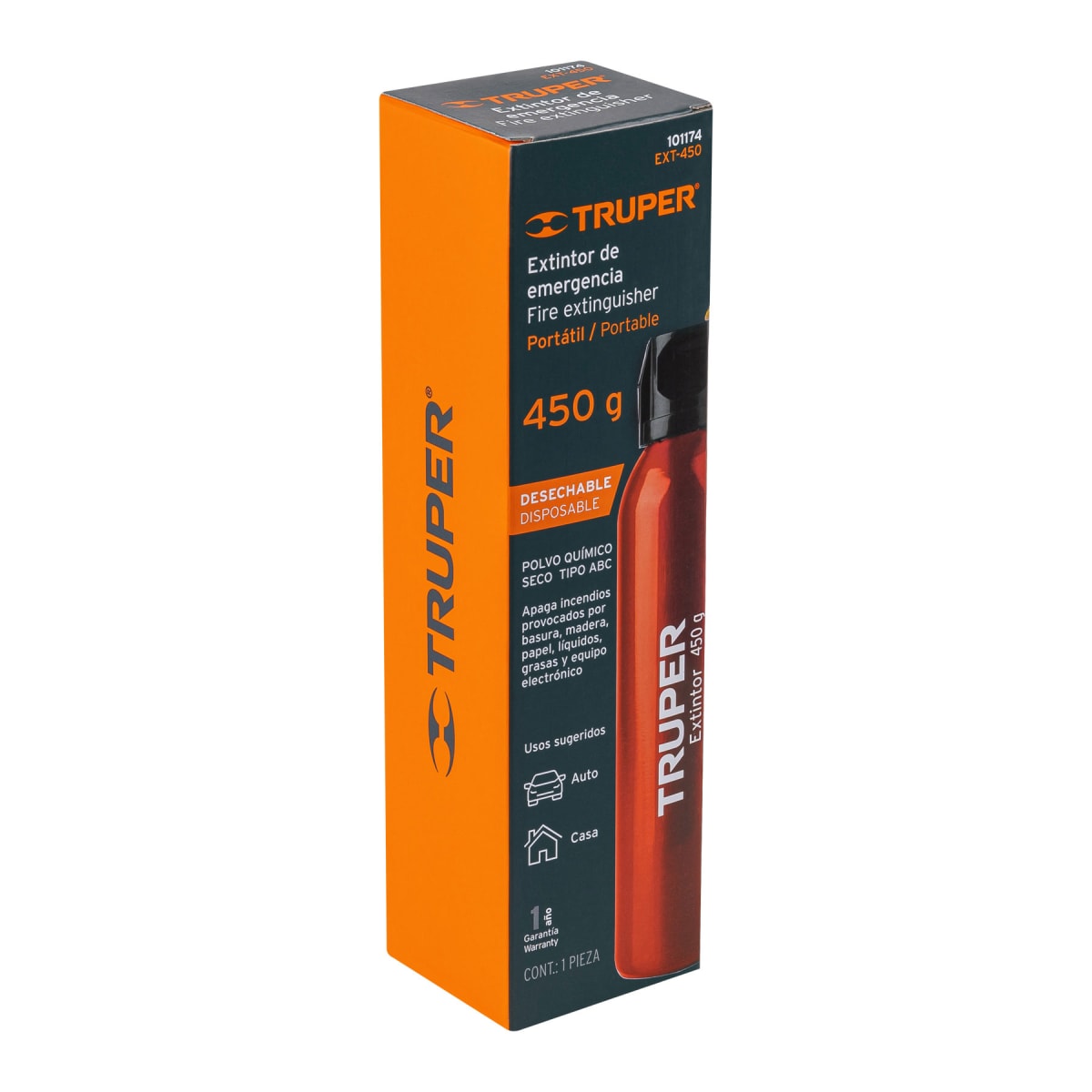 Extintor Portátil Desechable 450 g Polvo Tipo ABC Truper4
